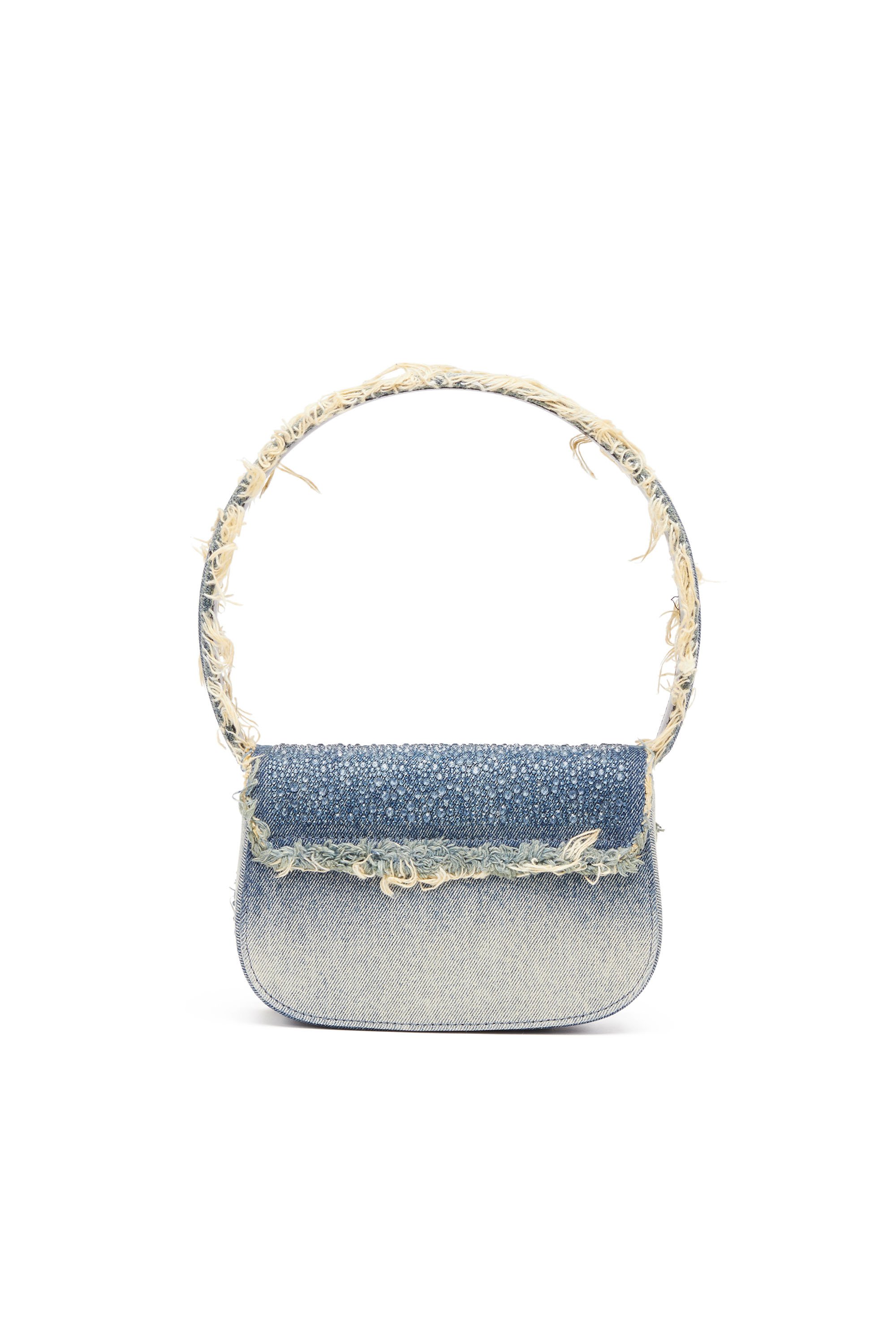 Diesel - 1DR, Female's 1DR-Iconic shoulder bag in denim and crystals in ブルー - 2