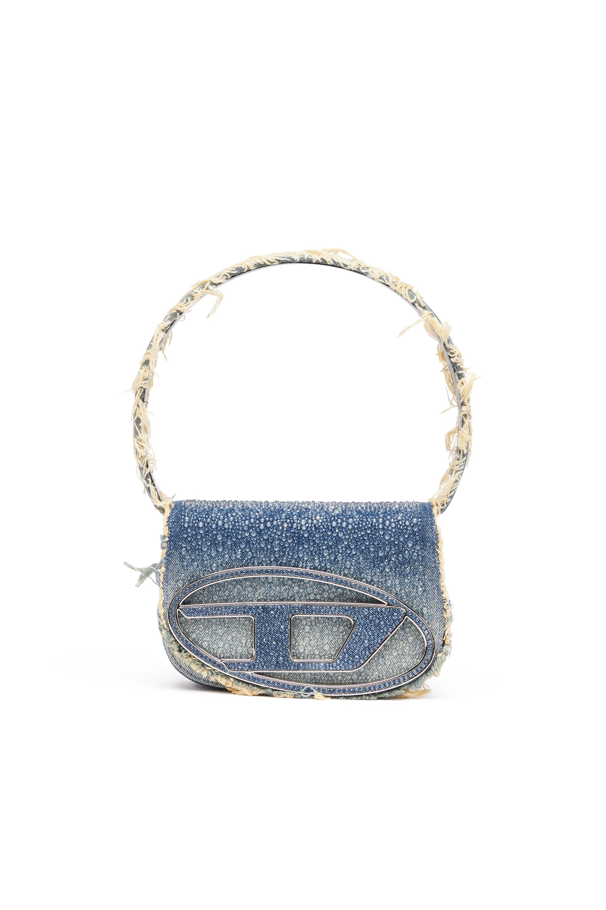 Diesel - 1DR, Female's 1DR-Iconic shoulder bag in denim and crystals in ブルー - 1