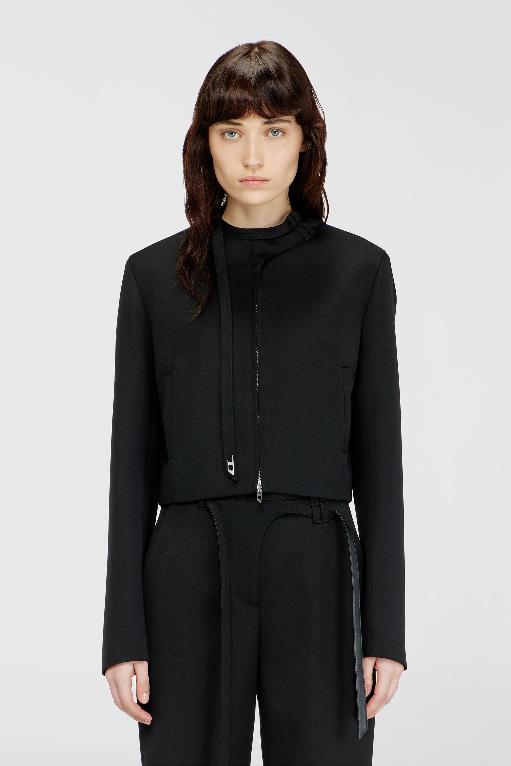 Diesel - G-HAVOC-1, Female's Tailored jacket with biker neck strap in ブラック - 1