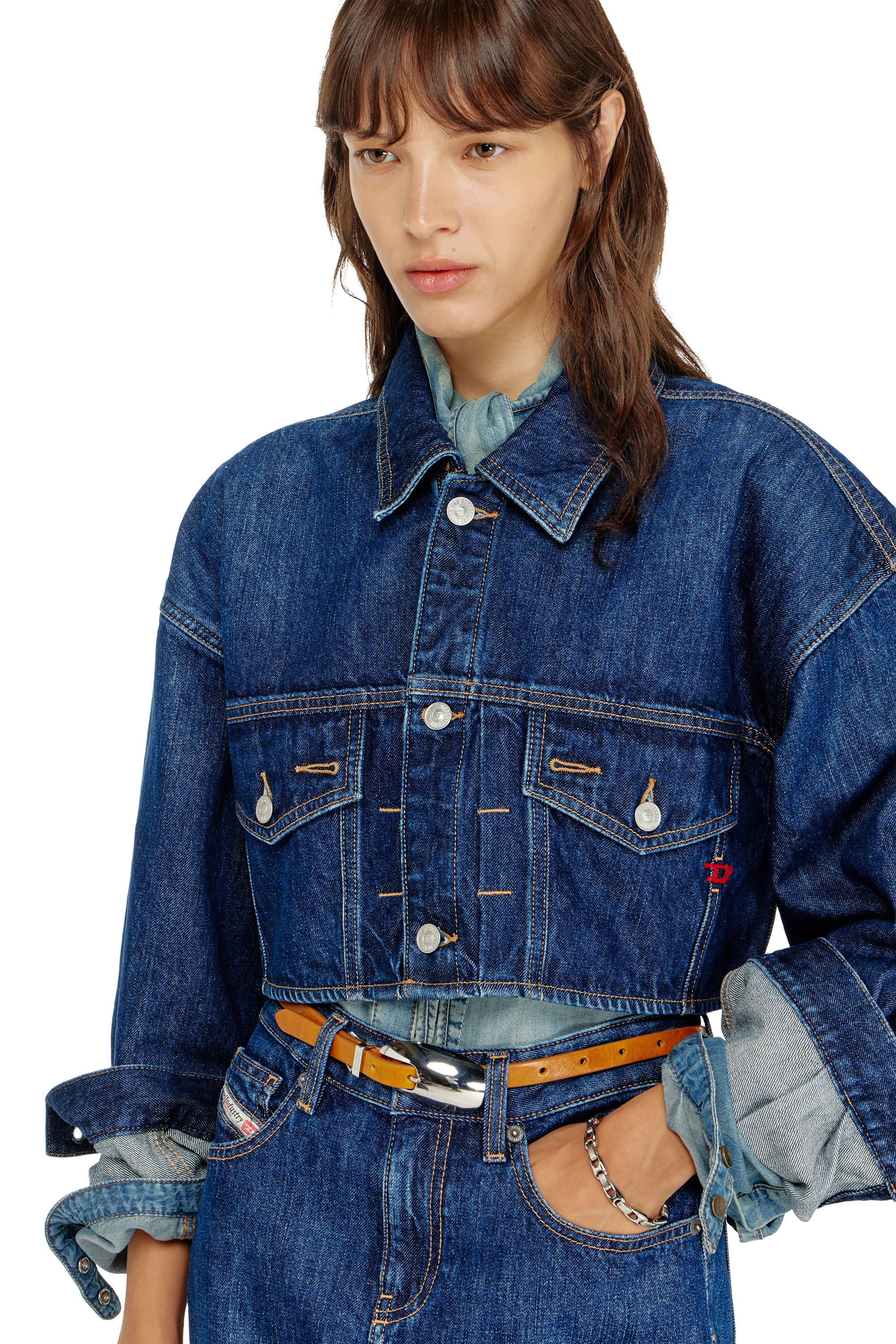 Diesel - DE-MALLEY, Female's デニムジャケット in ミディアムブルー - 4