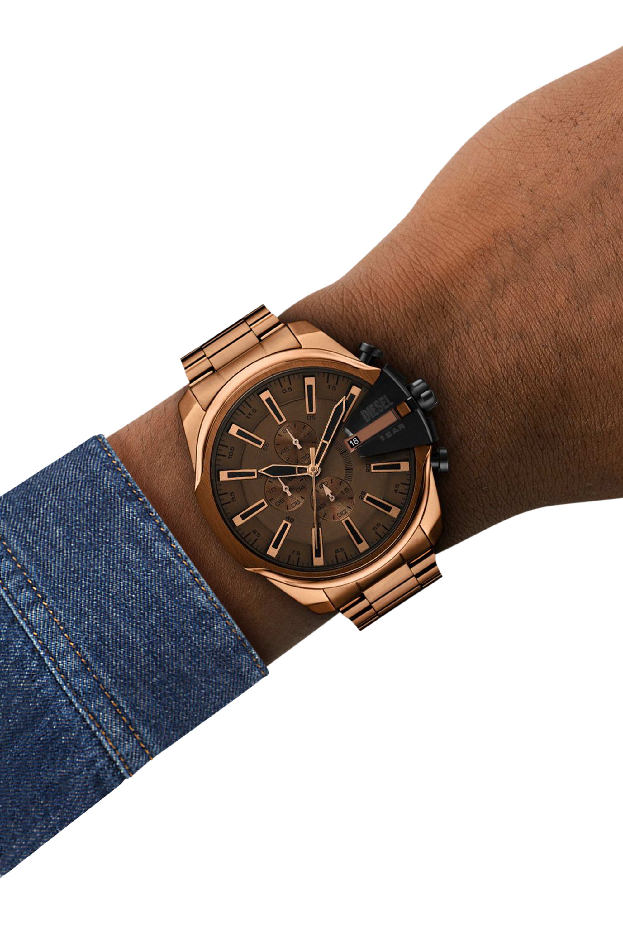 Diesel - DZ4697 WATCH, Male's Mega Chief slim brown Stainless steel watch in ブロンズ - 4