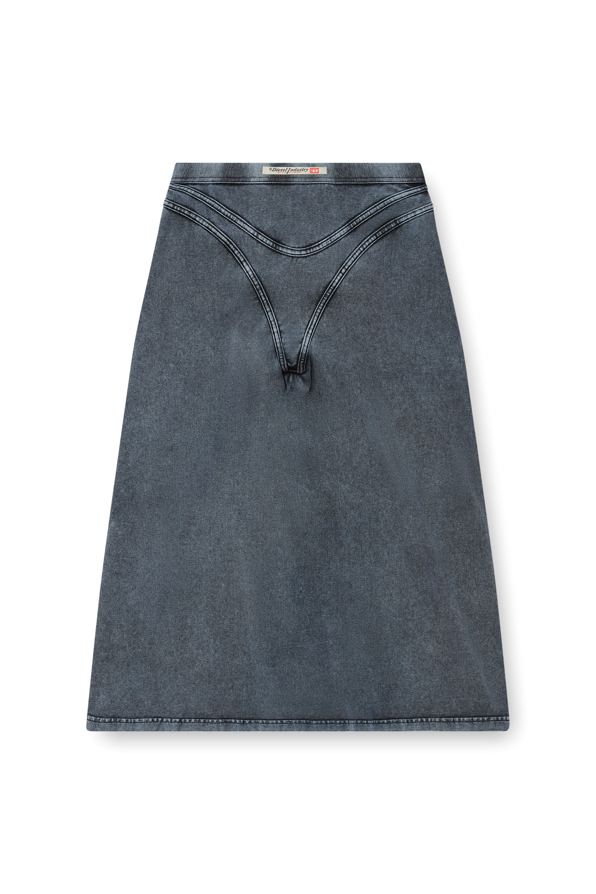 Diesel - O-ALLINE, Female's Midi skirt in denim-look jersey in ダークブルー - 3