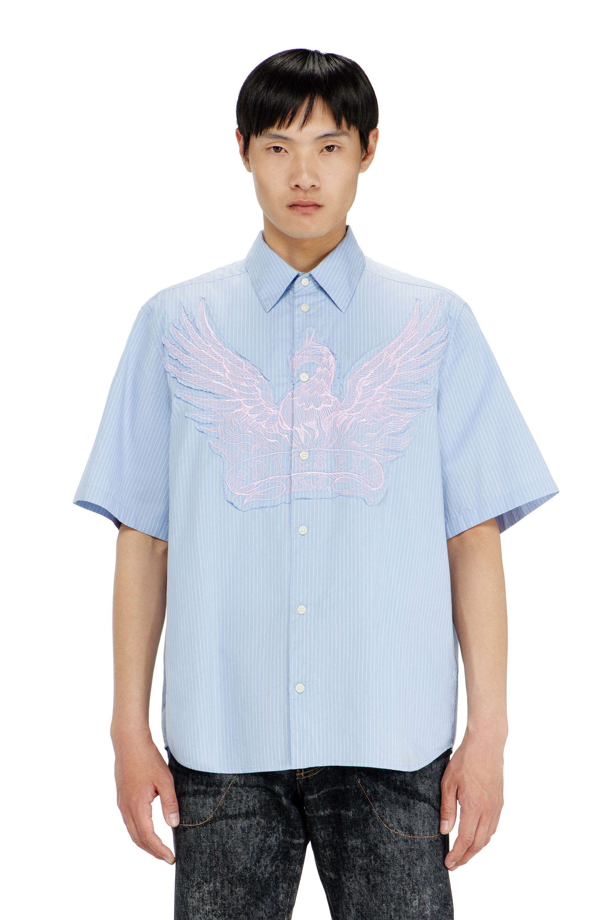 Diesel - S-SIMPLY-SS-AGCZ, Male's 半袖シャツ in ライトブルー - 3