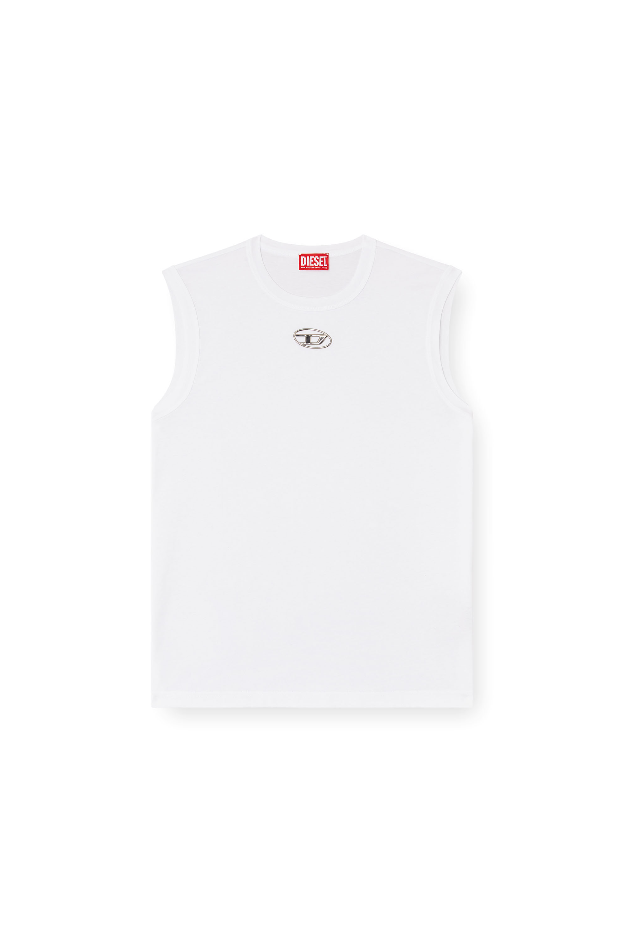 Diesel - T-BISCO-OD, Male's Tank top with metallic Oval D in ホワイト - 3