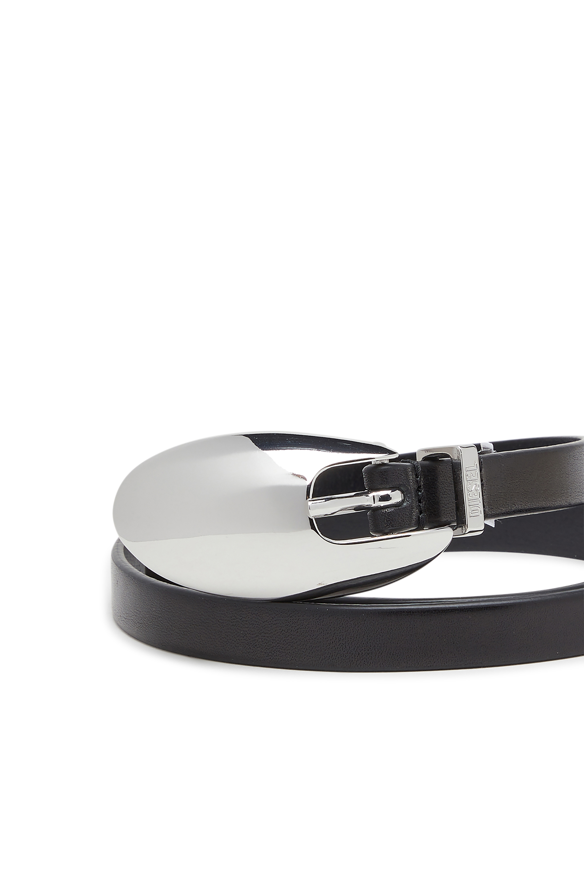 Diesel - B-ROP 15, Female's 1.5cm leather belt with sculptural buckle in ブラック - 3