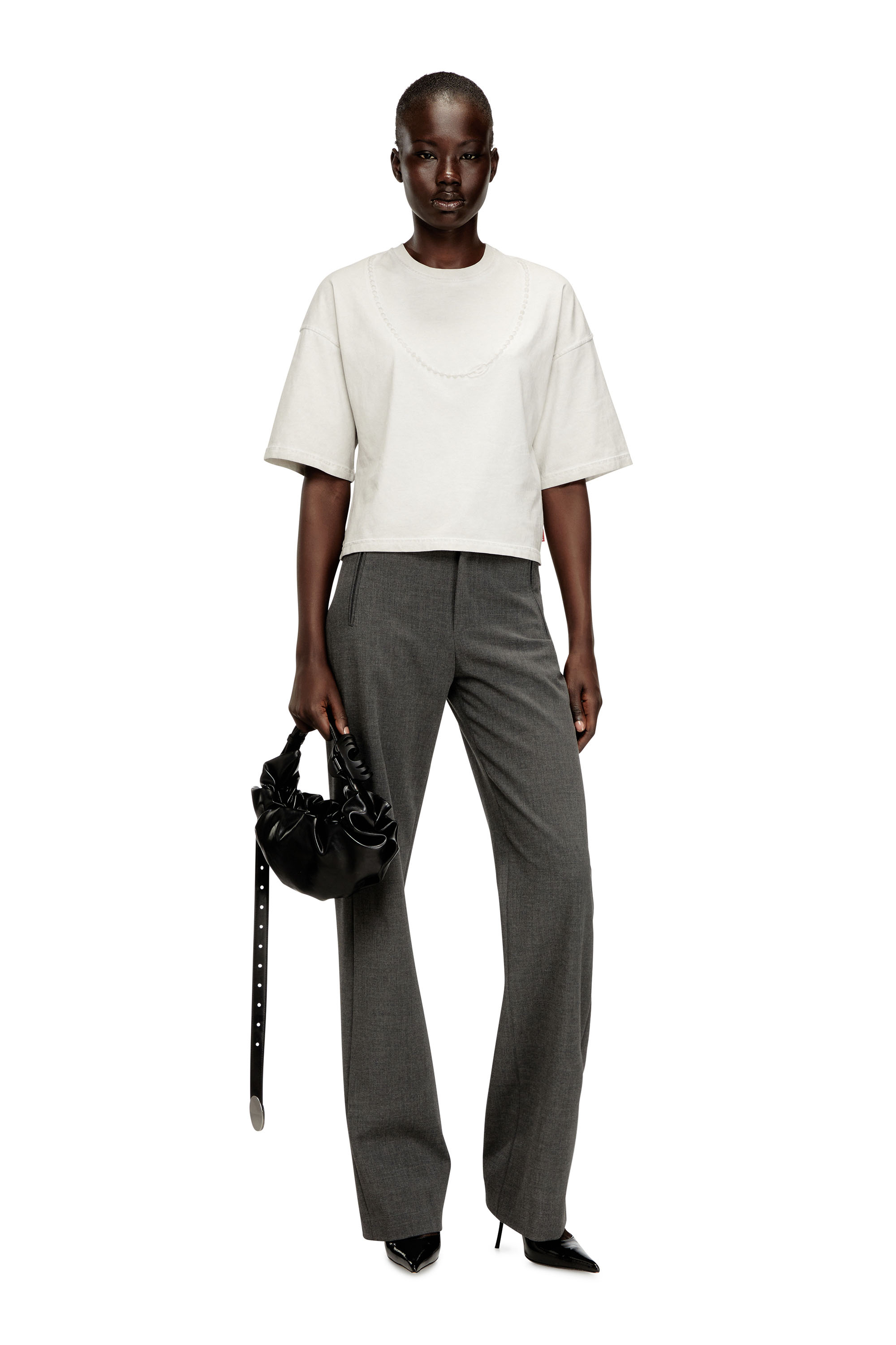 Diesel - T-CROPYN-S1, Female's Tシャツ in ライトグレー - 2