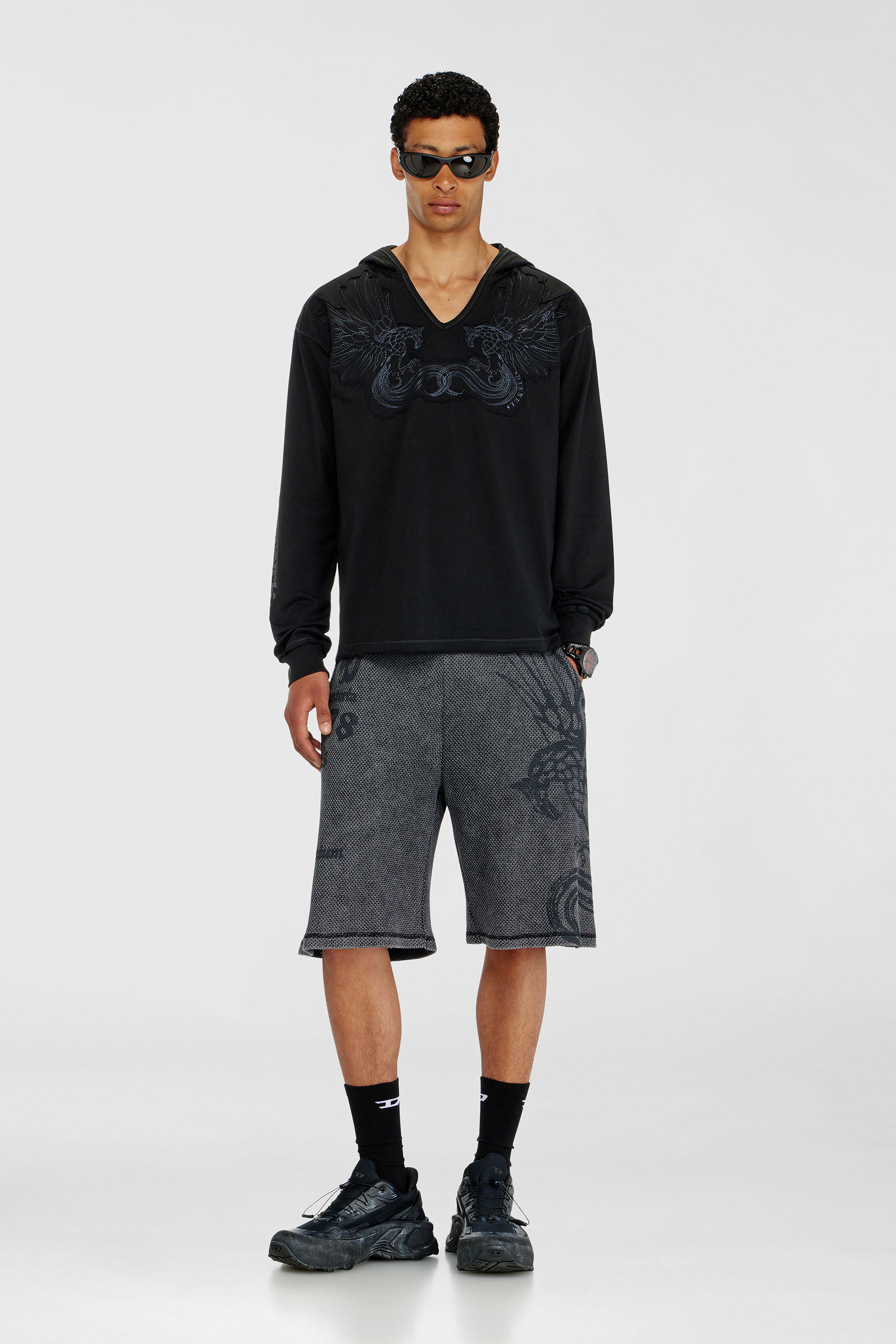 Diesel - T-PHEN-LS-HOOD-RIB, Male's フード付き長袖Tシャツ in ブラック - 2