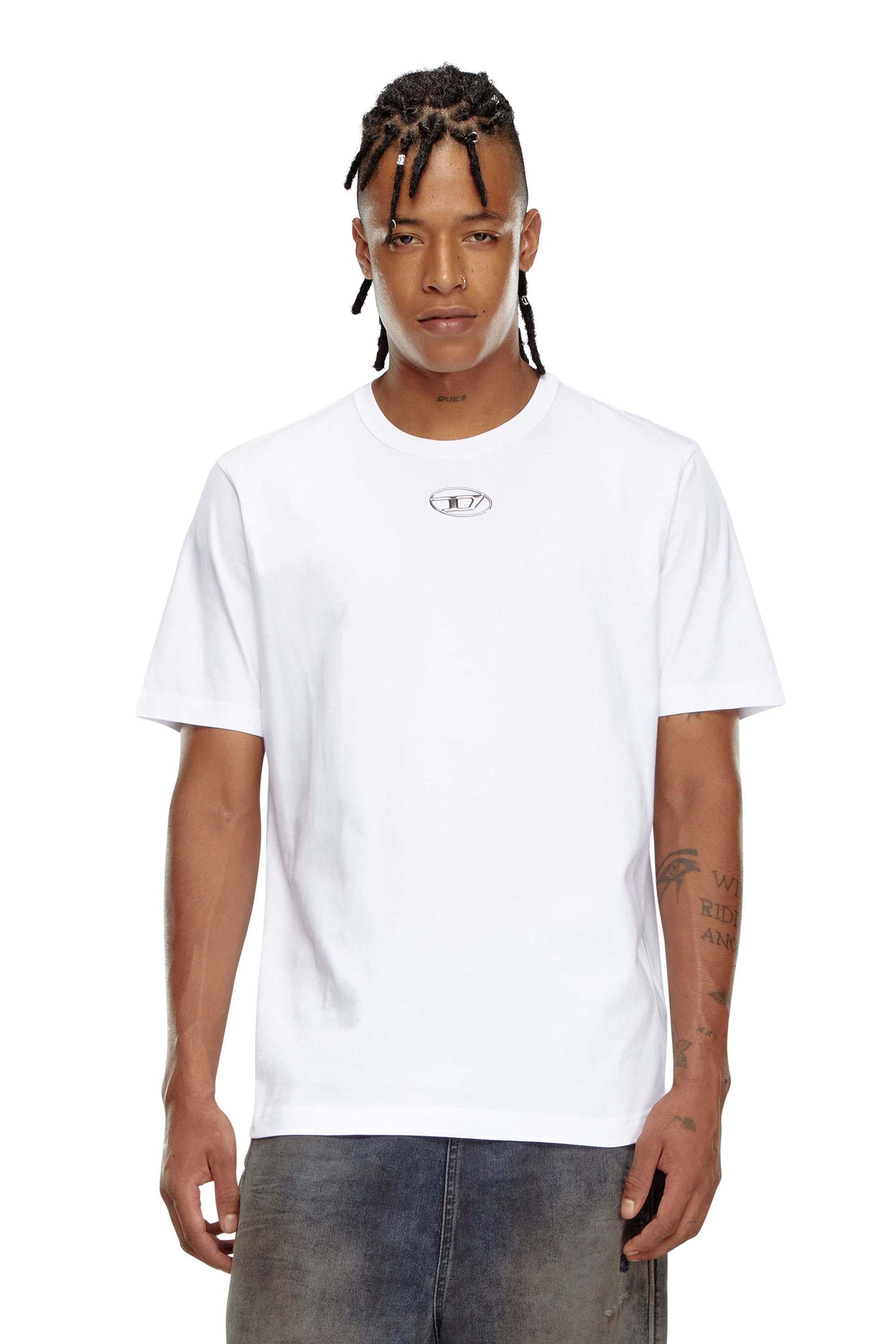 Diesel - T-JUST-OD, Male's TシャツロゴオーバルD in ホワイト - 1