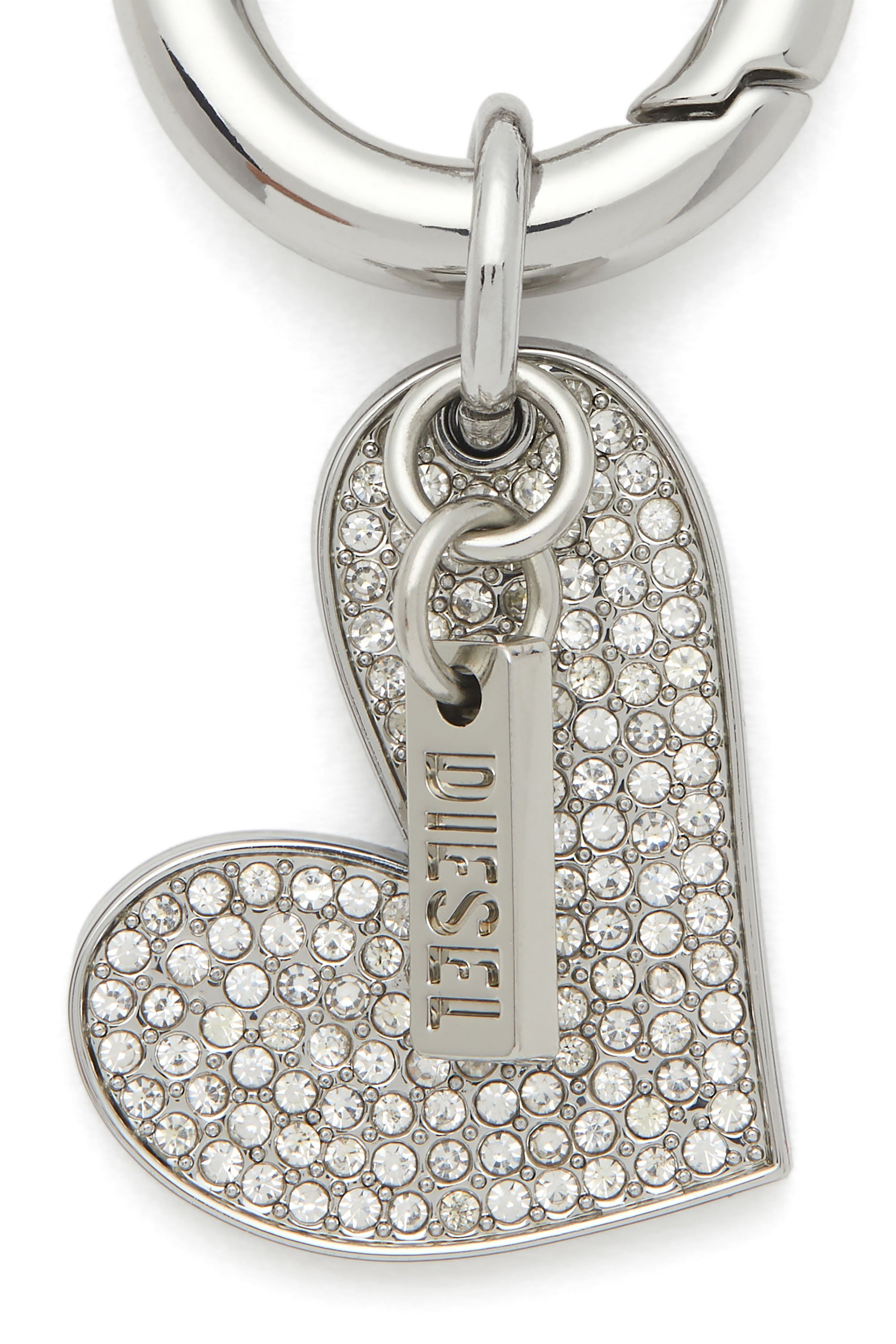 Diesel - CHARM-HEART, Female's Metal heart charm with rhinestones in シルバー - 2