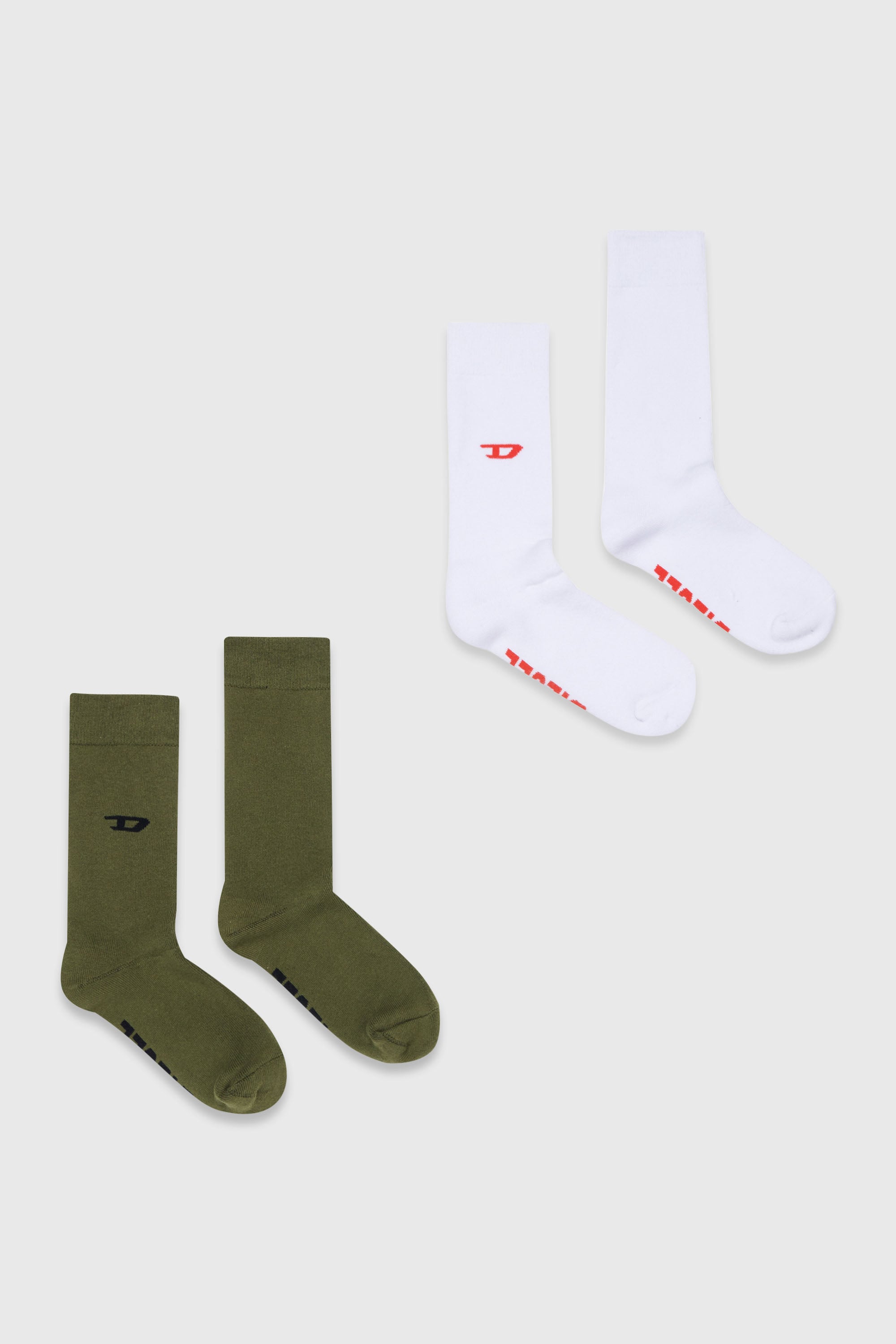 Diesel - ZSENDYBIPACK, Male's ソックス 2足パック in ホワイト/グリーン - 1
