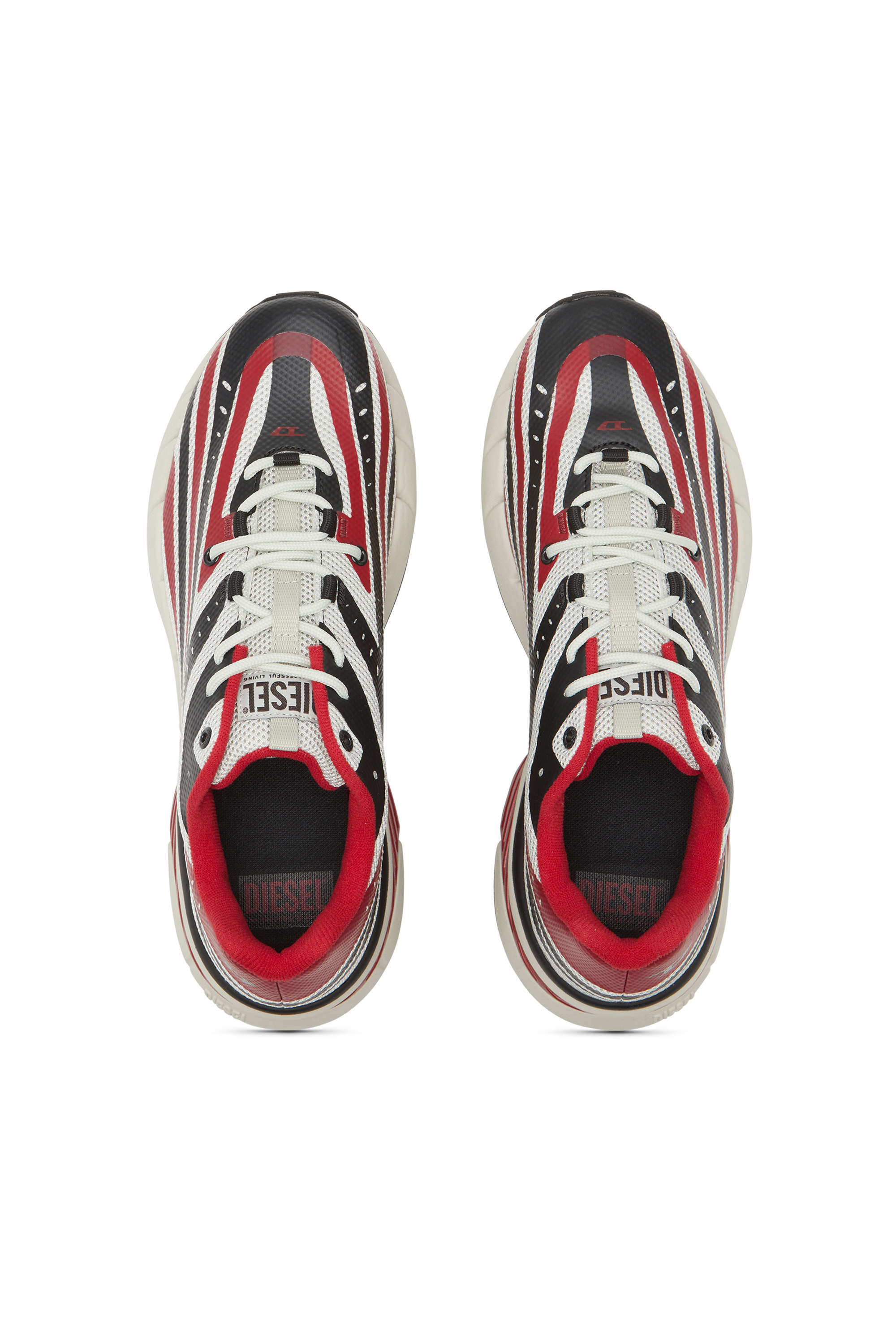 Diesel - D-AIRSPEED LOW, Male's D-Airspeed Low-Striped sneakers in coated mesh in ブラック/レッド - 5