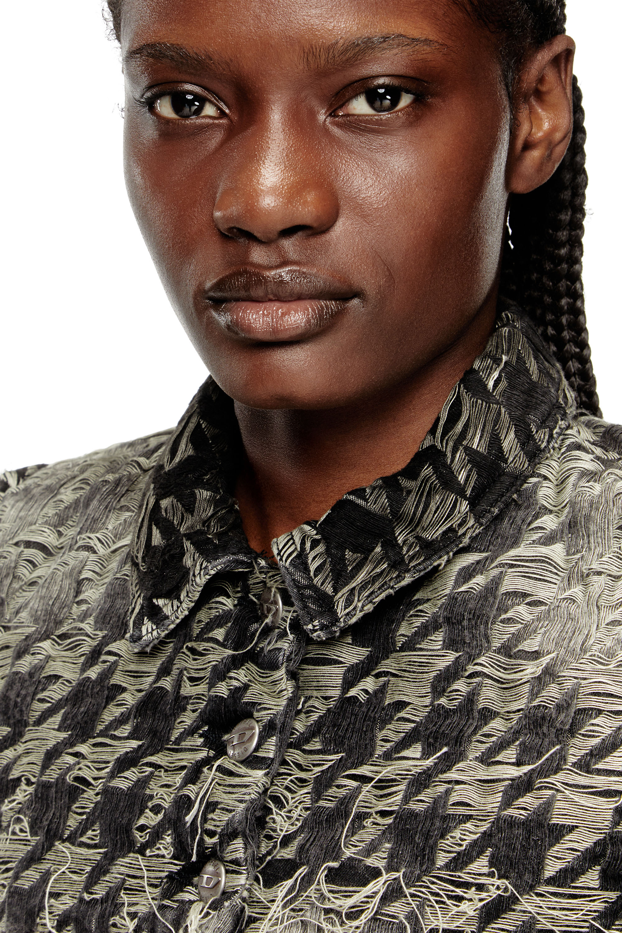 Diesel - DE-ANSIS-FSH2, Female's Shrug in houndstooth-weave denim in ブラック/ホワイト - 4