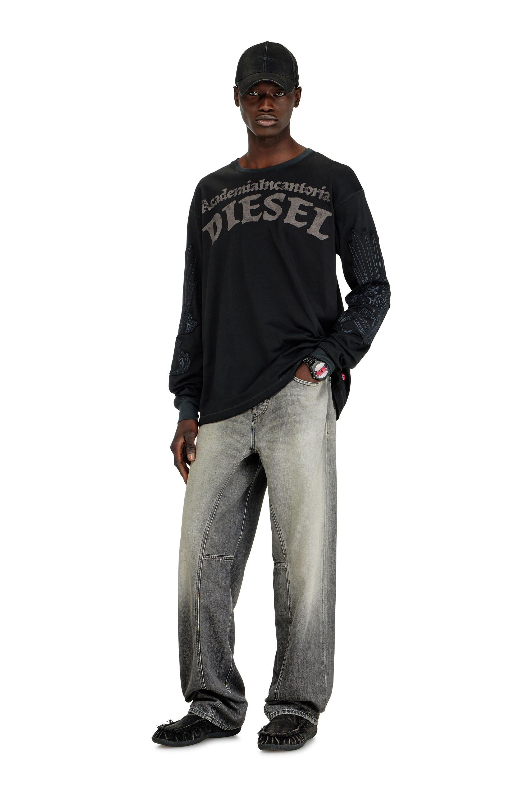 Diesel - T-NORM-LS-AA3, Male's 長袖Tシャツ in ブラック - 1