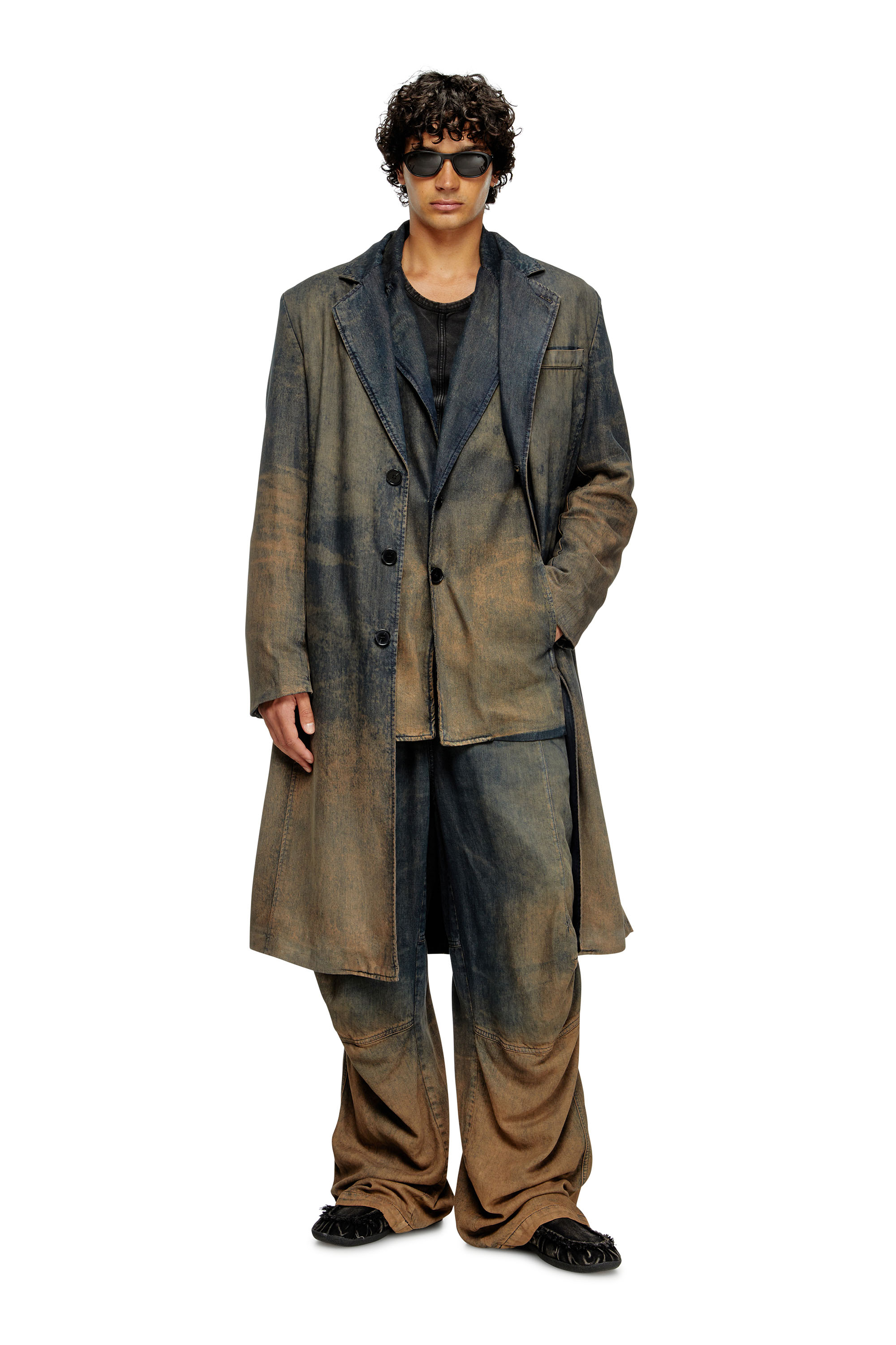 Diesel - D-BALZ-MID-S, Unisex's Long jacket in shaded denim in null - 1