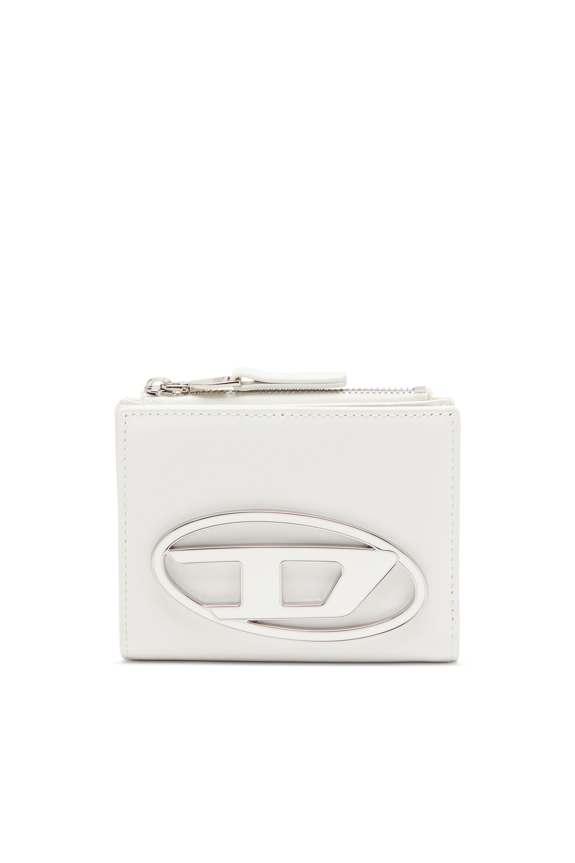 Diesel - 1DR BI-FOLD ZIP II, Female's Small leather wallet with logo plaque in ホワイト - 1