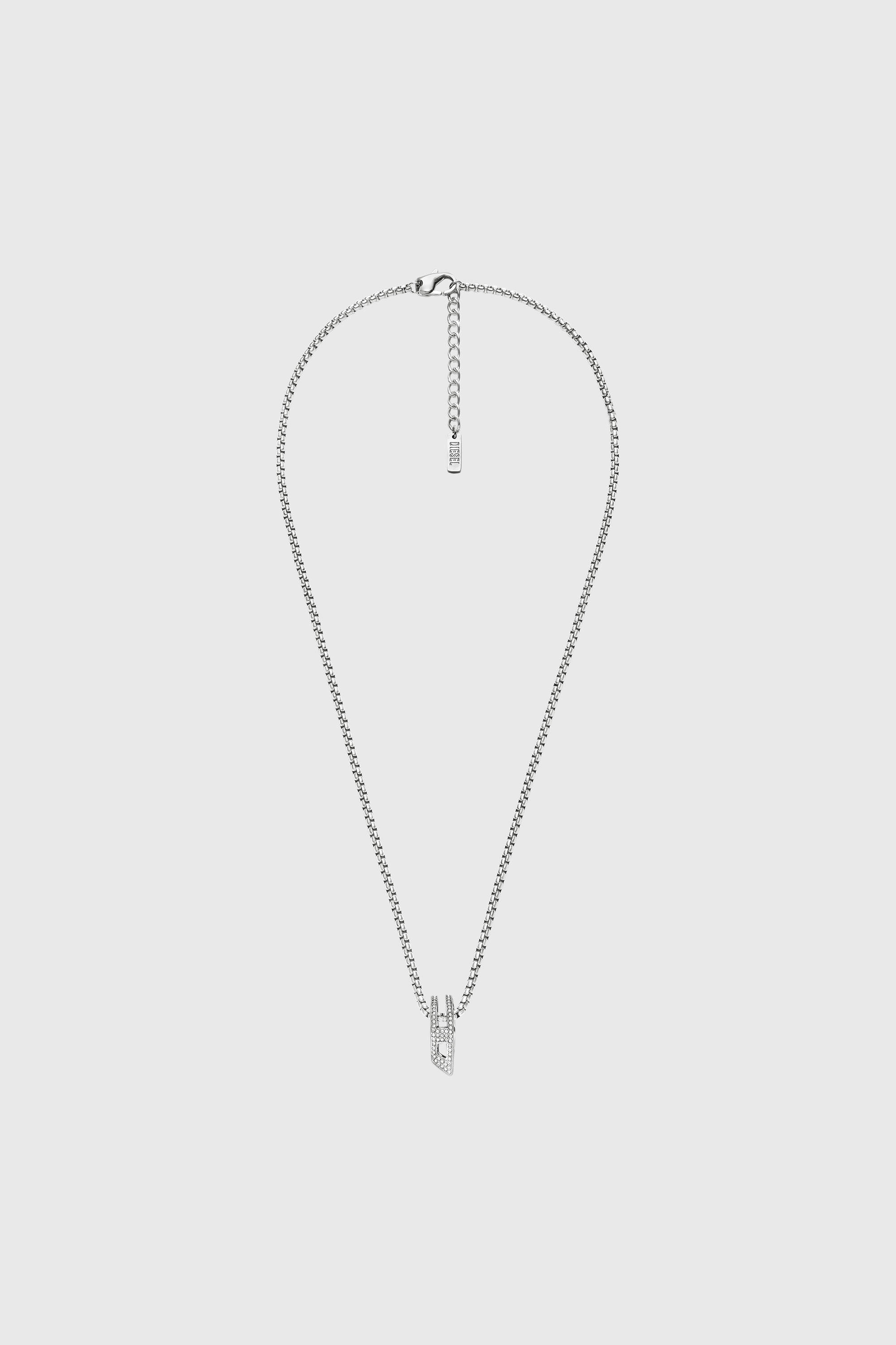 Diesel - DX1741040, Unisex's Stainless steel pave pendant necklace in シルバー - 1
