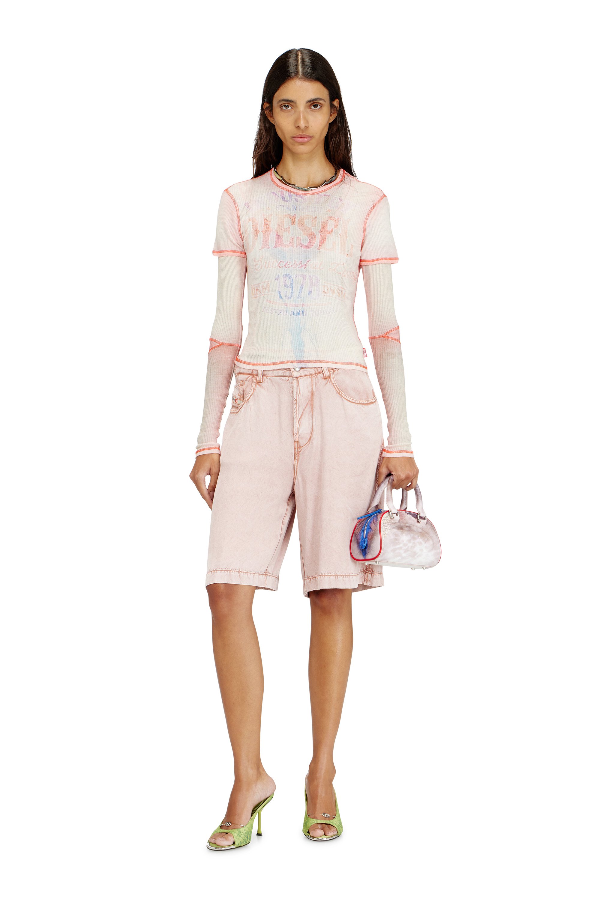 Diesel - 1DR DOME CROSSBODY, Female's 1DR Dome-Mini bowling bag with animal print in ピンク/ブルー - 2