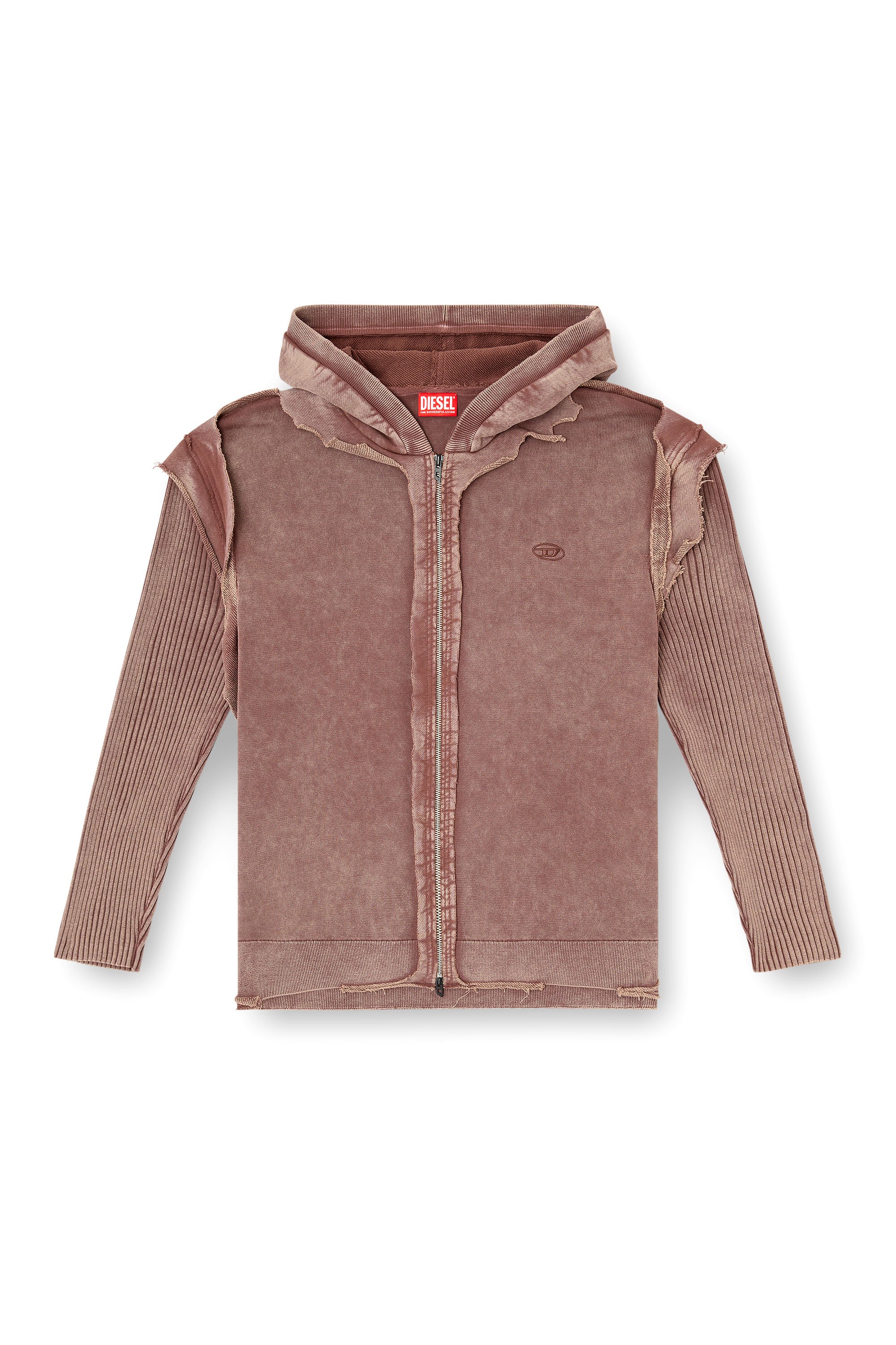 Diesel - K-PELTO, Male's Zip-up hoodie with destroyed effect in ブラウン - 3