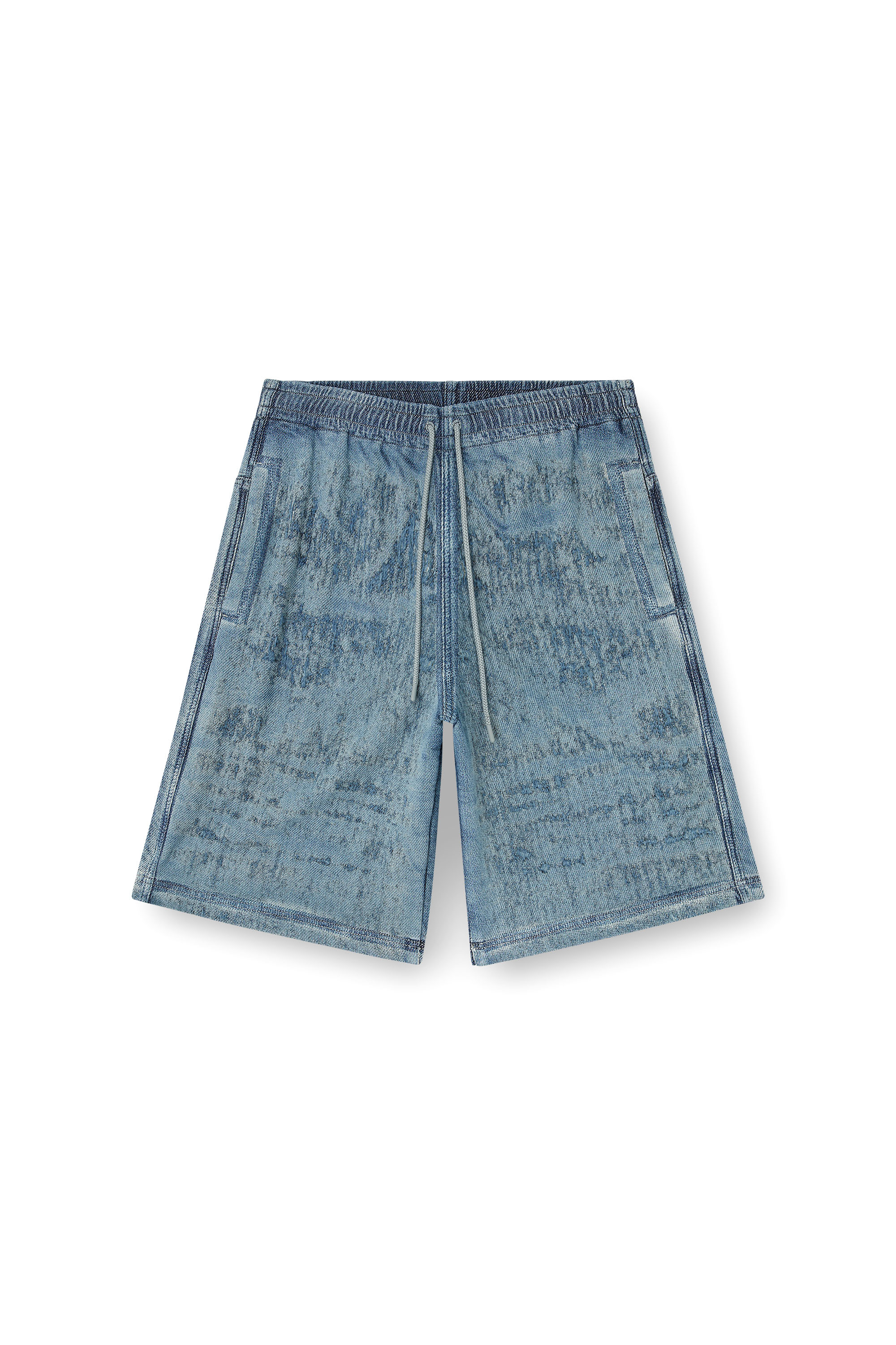 Diesel - D-ENIMOS-SHORT-FSG, Male's Bermudas in ultra-destroyed jacquard denim in ミディアムブルー - 2