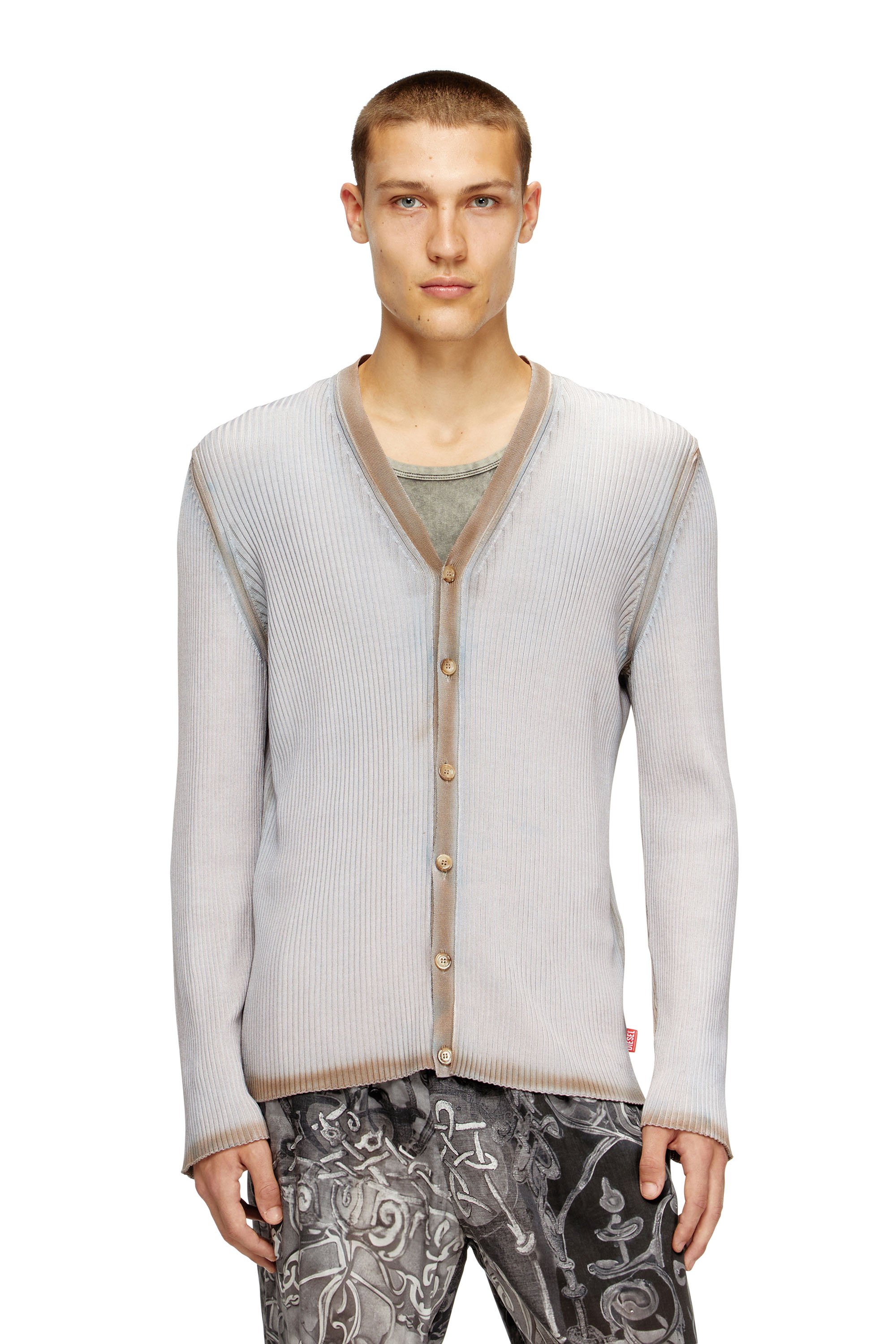 Diesel - K-VILMO, Male's Dégradé cardigan in グレー/ブラウン - 1