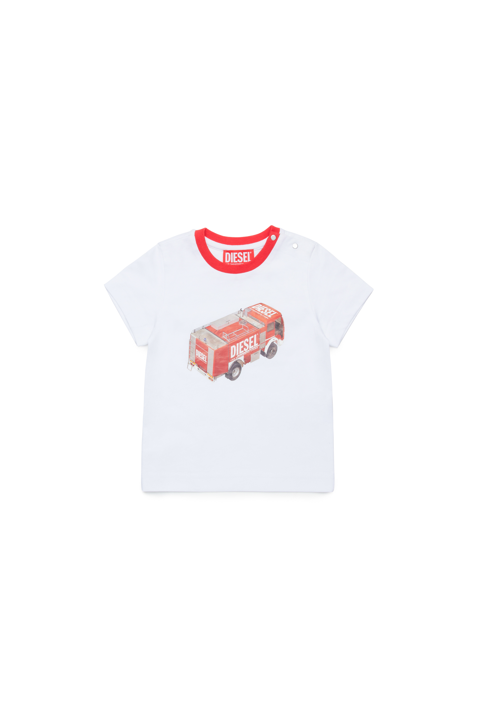 Diesel - MTAB, Male's T-shirt with fire truck print in ホワイト - 1