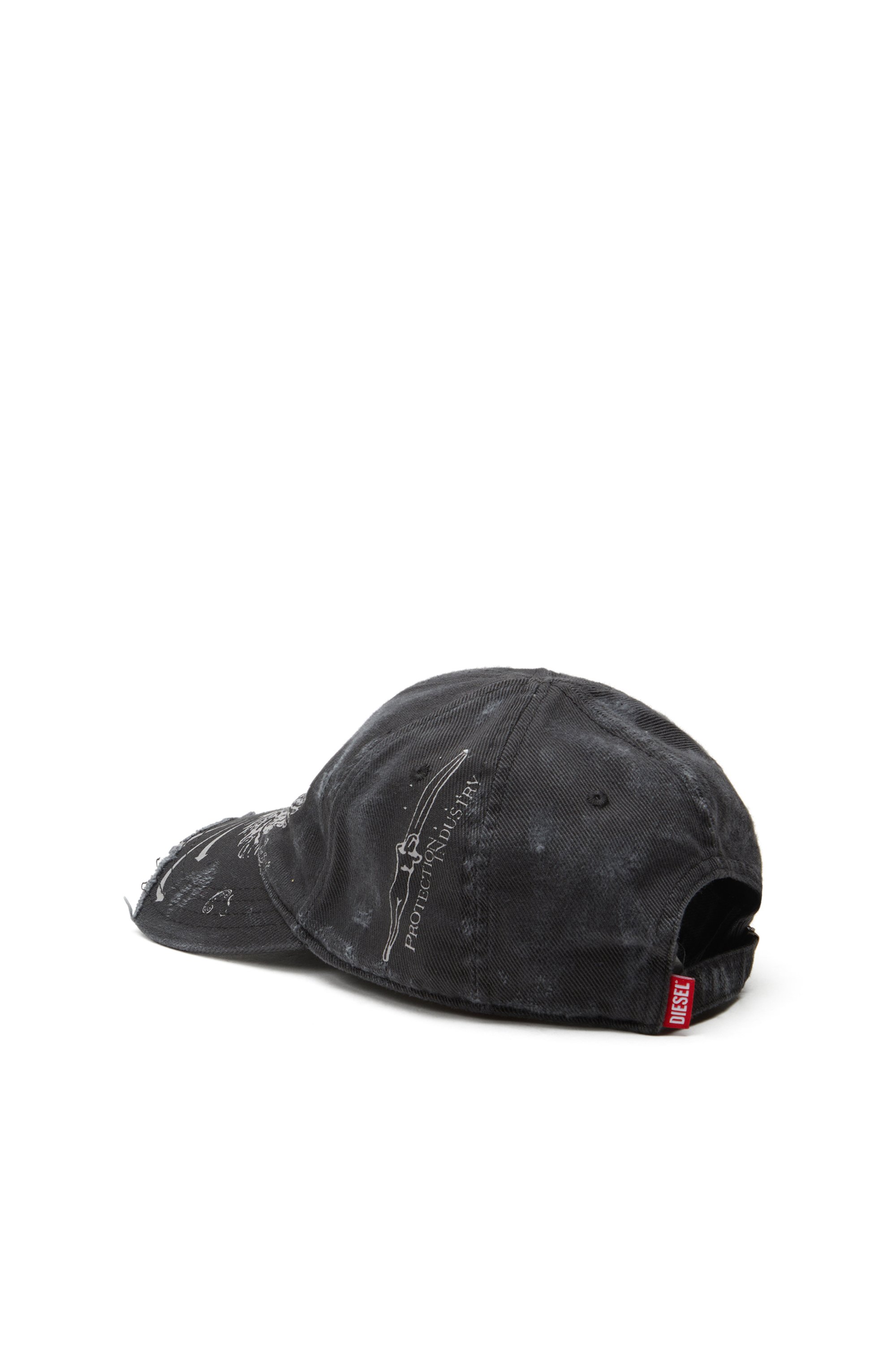 Diesel - C-FENIX, Male's Distressed baseball cap with Phoenix print in ブラック - 2