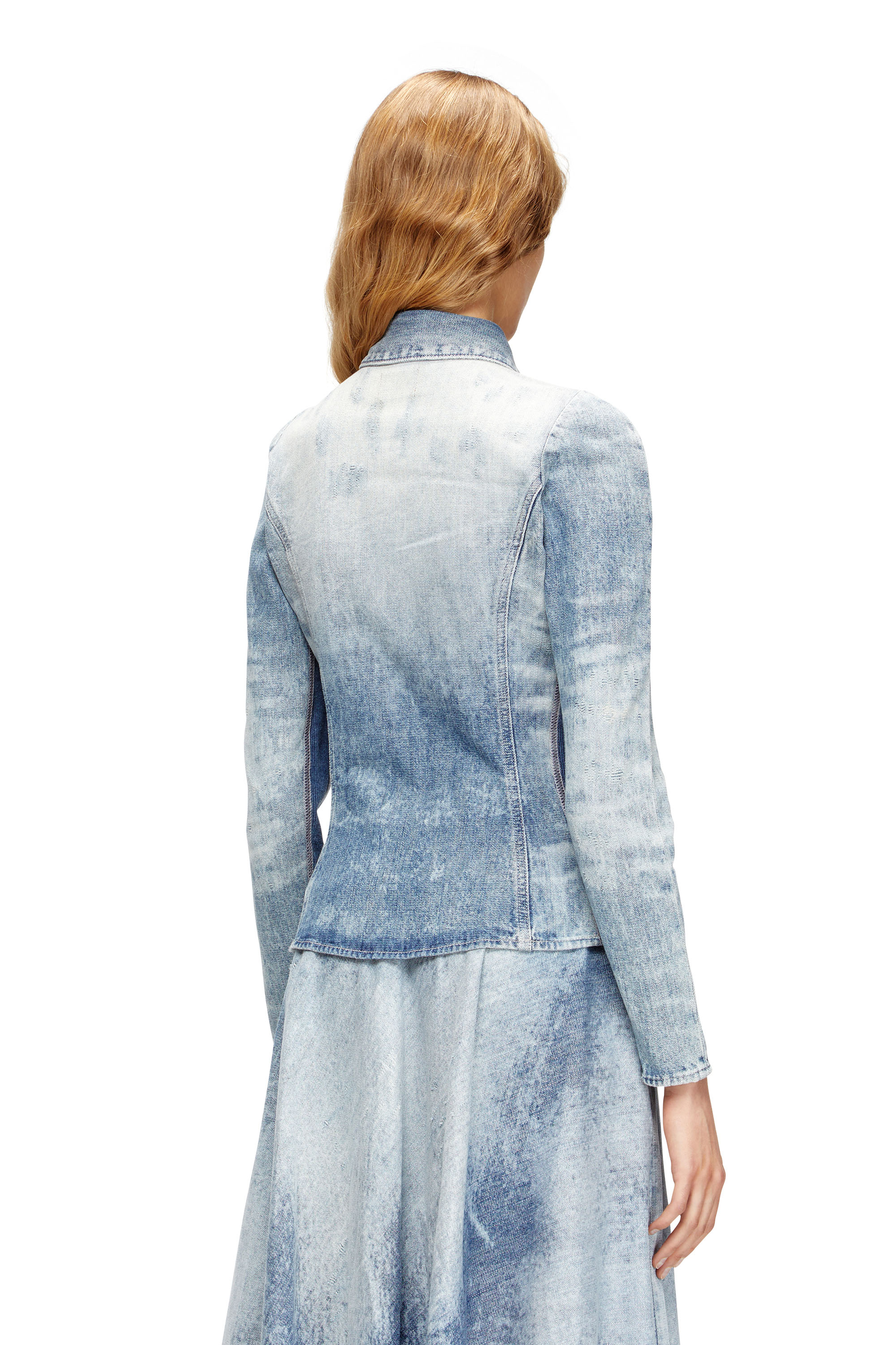Diesel - DE-MASLY-FSH, Female's Shirt in distressed honeycomb denim in ライトブルー - 4