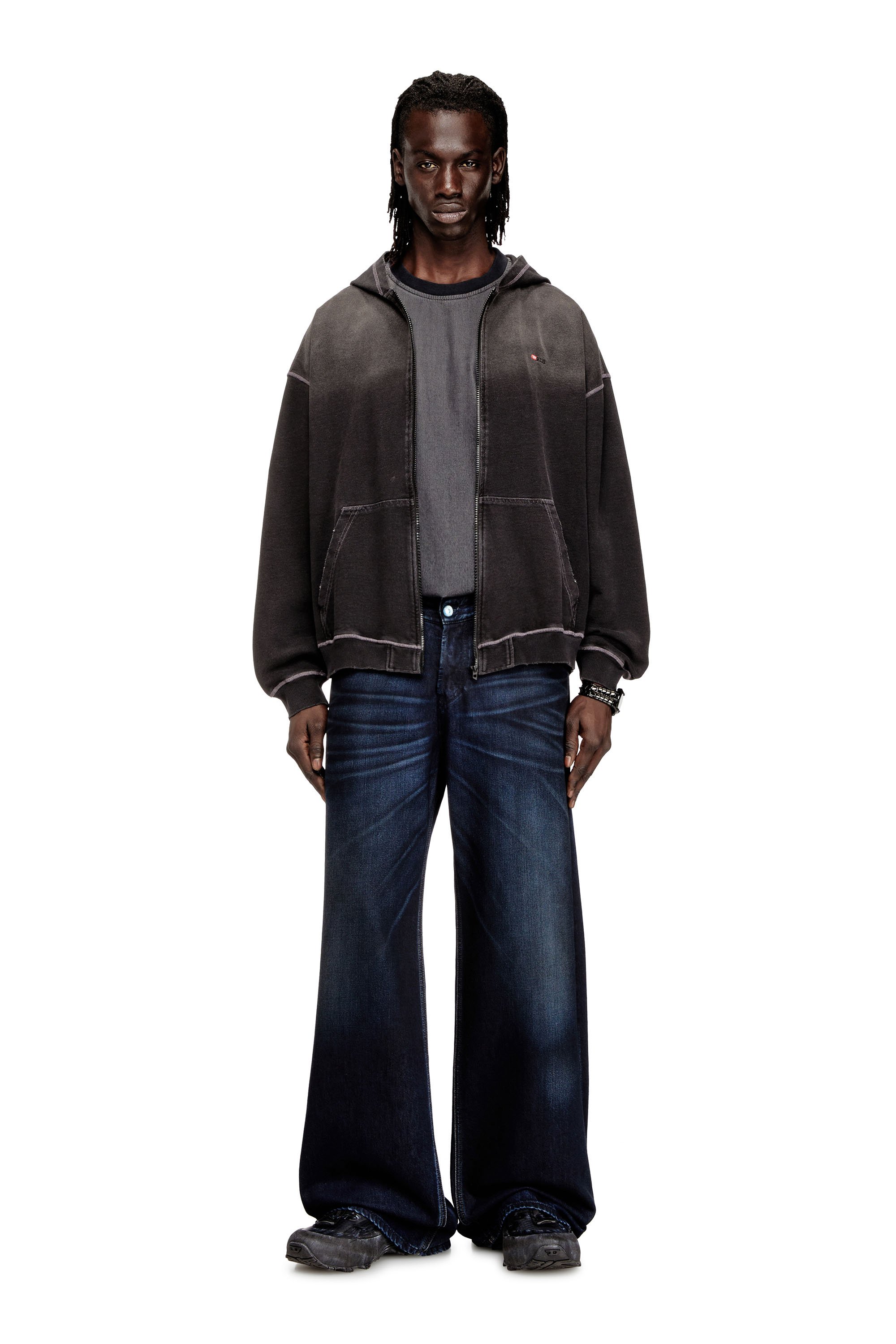 Diesel - S-BLAXTO-HOOD-ZIP, Male's ジップアップパーカー in グレー - 1