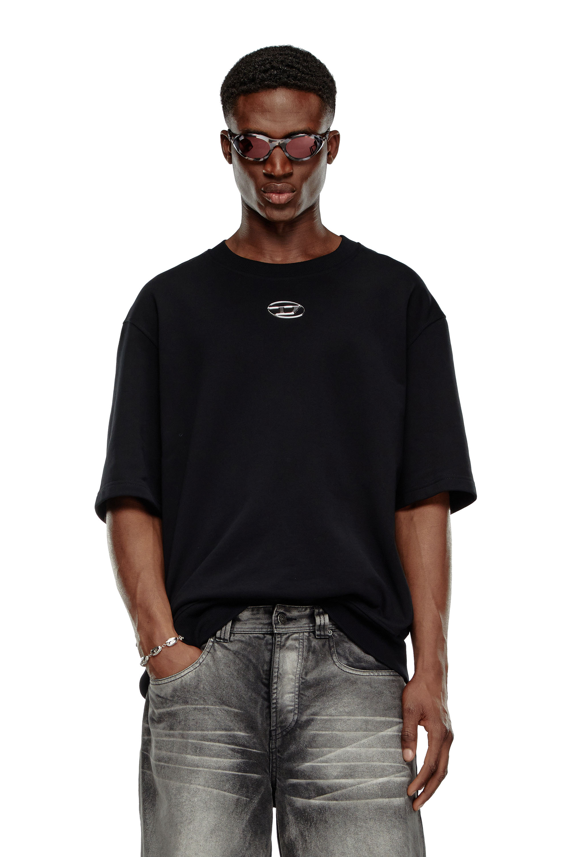 Diesel - S-COOLING-L1, Male's スウェットプルオーバー半そで in ブラック - 3