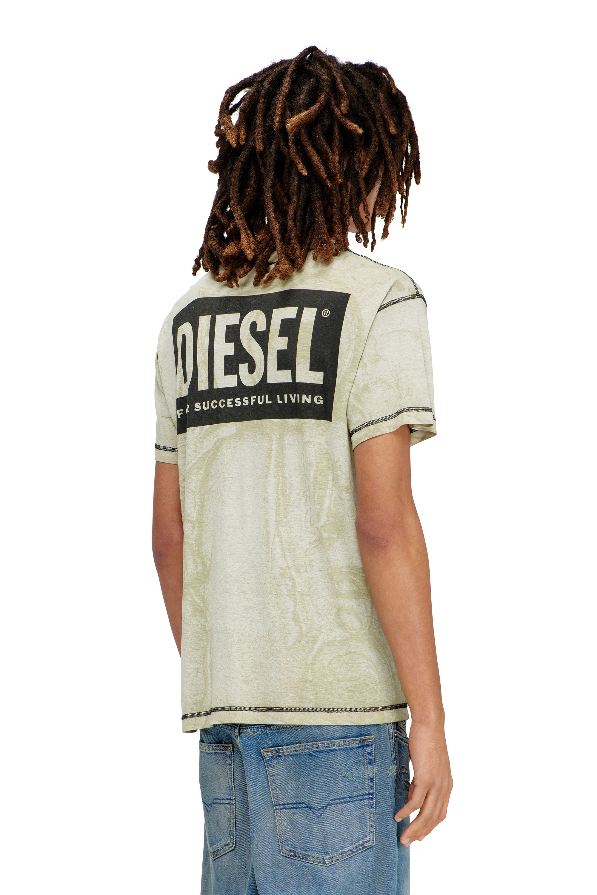 Diesel - T-NORM-V15, Male's Hemp-cotton T-shirt with all-over print in グレー - 4