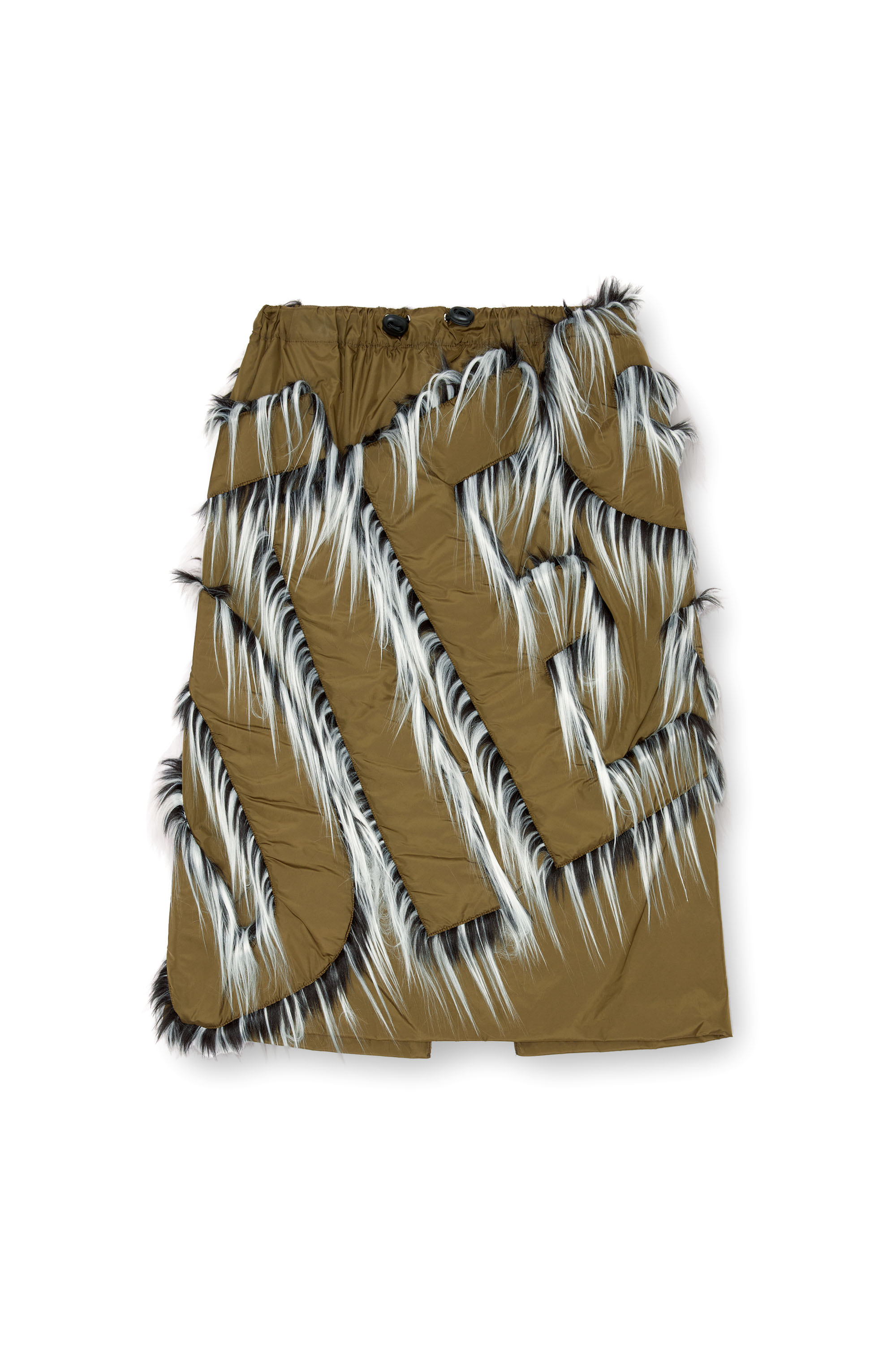 Diesel - O-SIDIAN, Female's Parachute nylon skirt with fuzzy logo in ミリタリーグリーン - 3