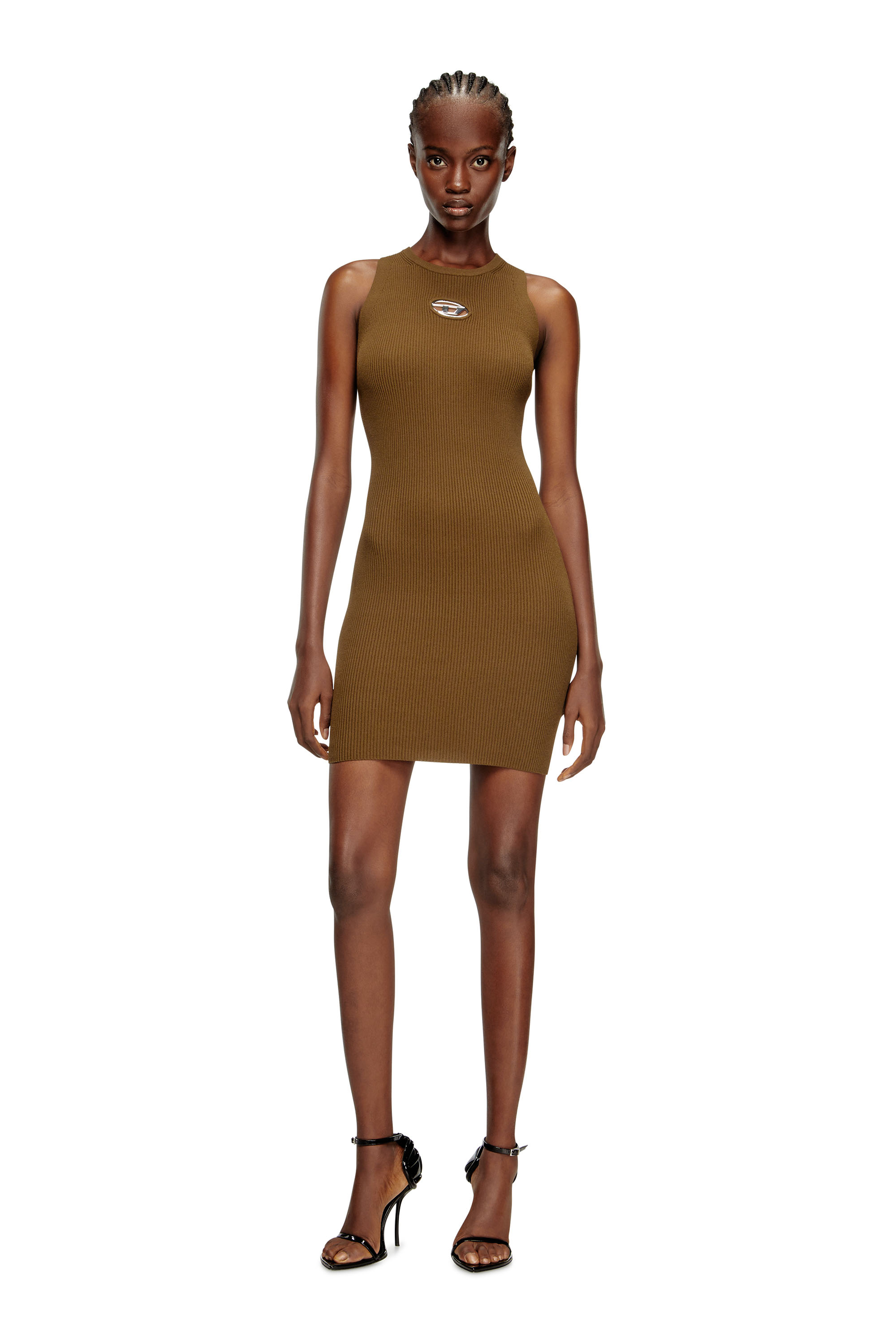 Diesel - M-CADDIX, Female's Ribbed knit sleeveless dress in ブラウン - 2