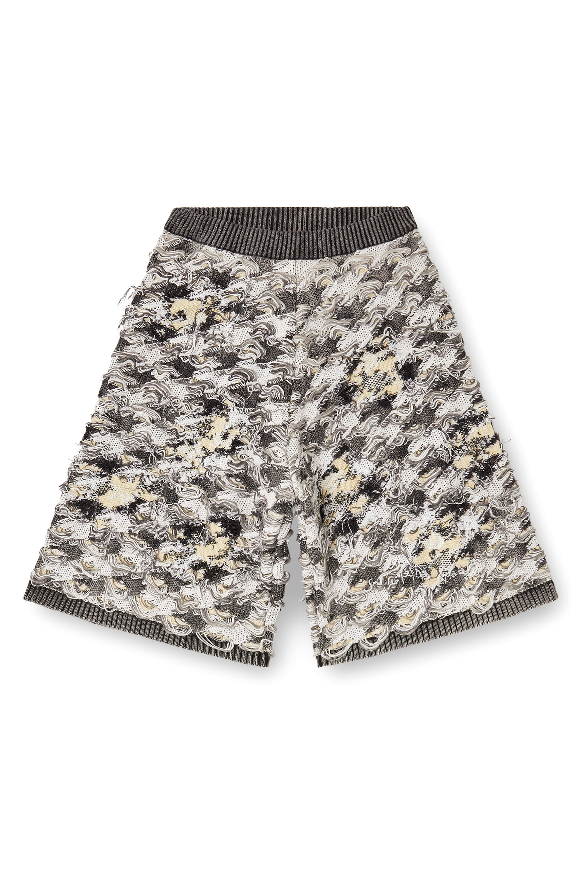 Diesel - M-VANJA, Female's Destroyed houndstooth-jacquard shorts in グレー/ホワイト - 2