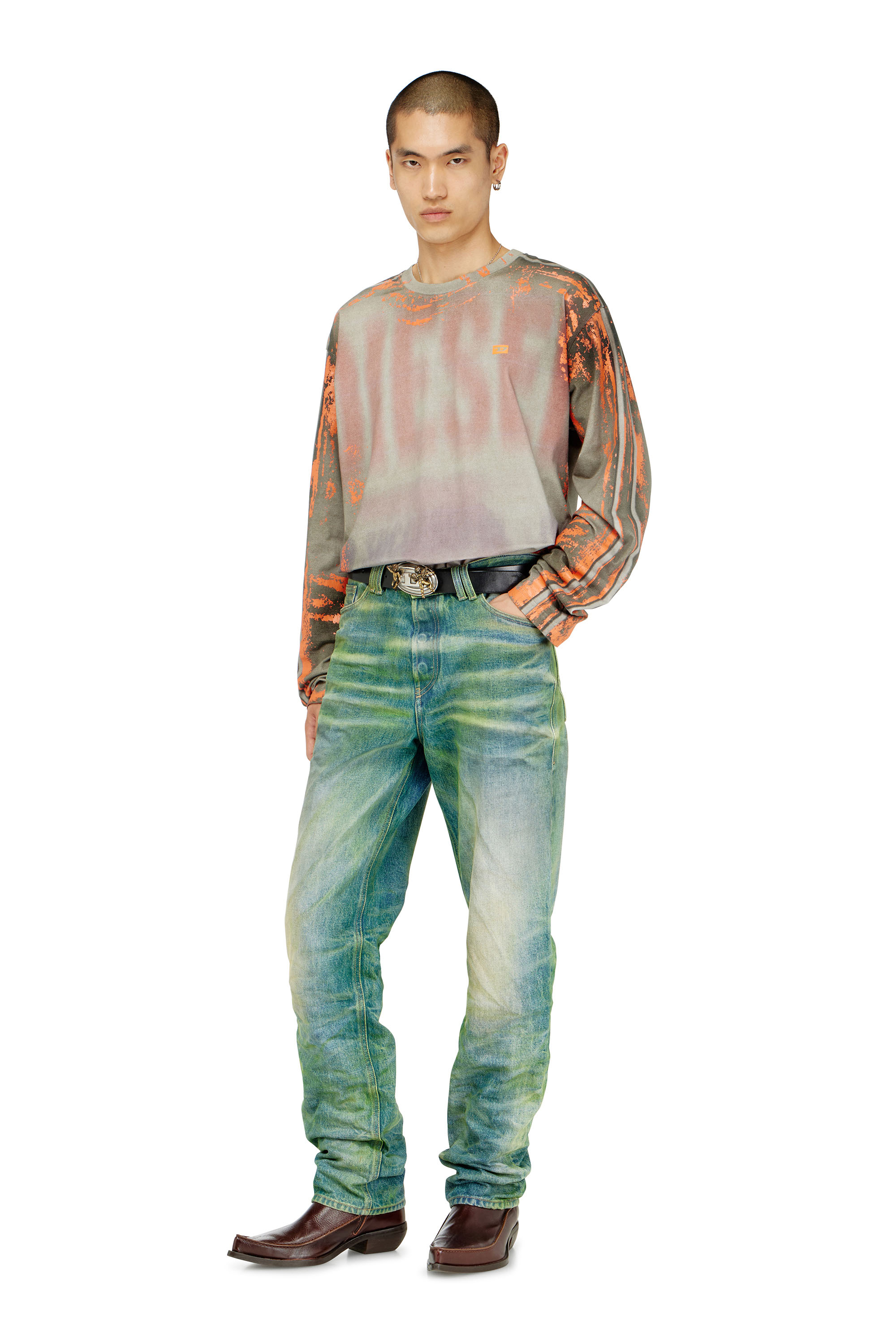 Diesel - T-FILMY, Male's Long-sleeve T-shirt in cracked jersey in null - 1
