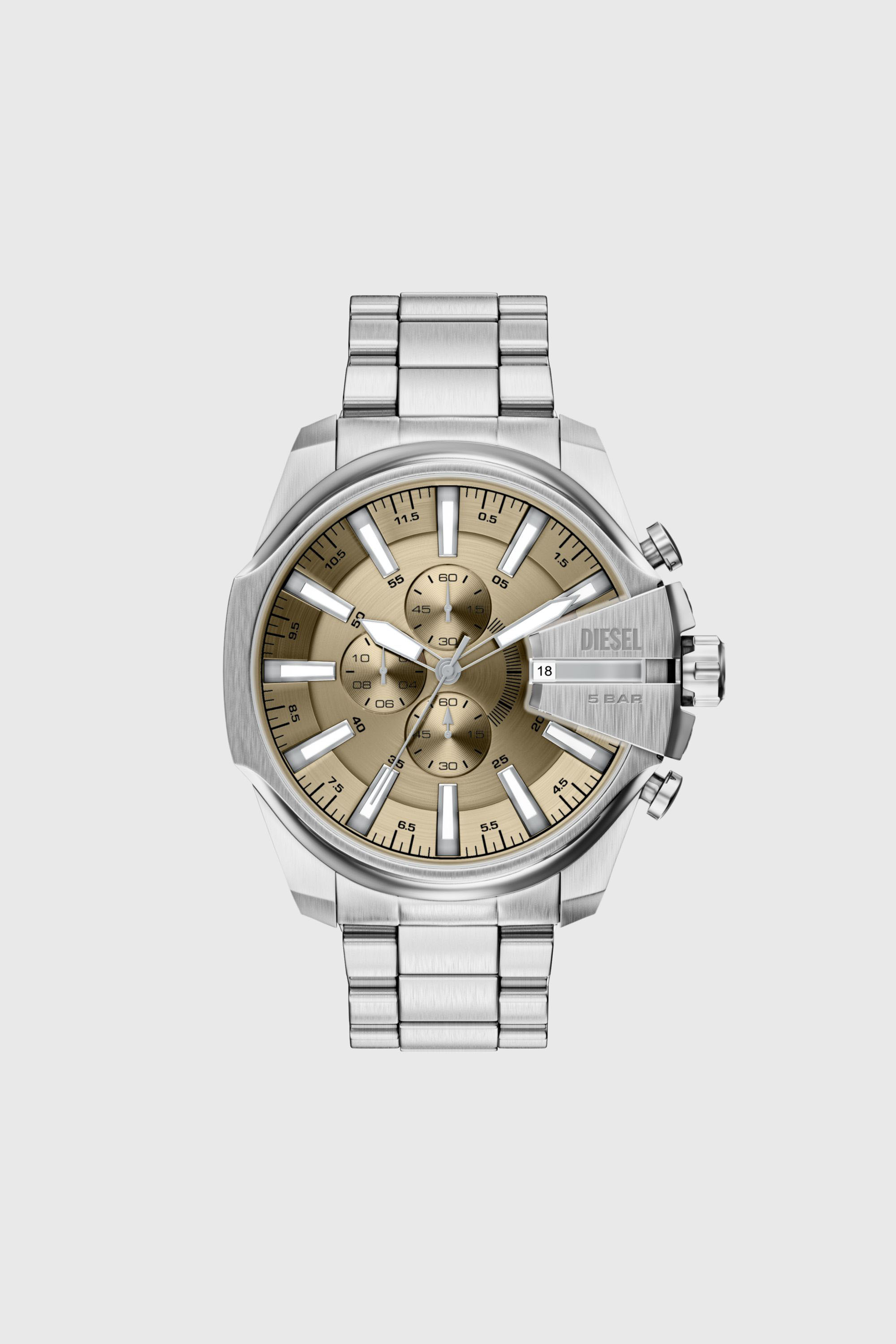 Diesel - DZ4702 WATCH, Male's Mega Chief Slim Chronograph Stainless Steel Watch in シルバー - 1