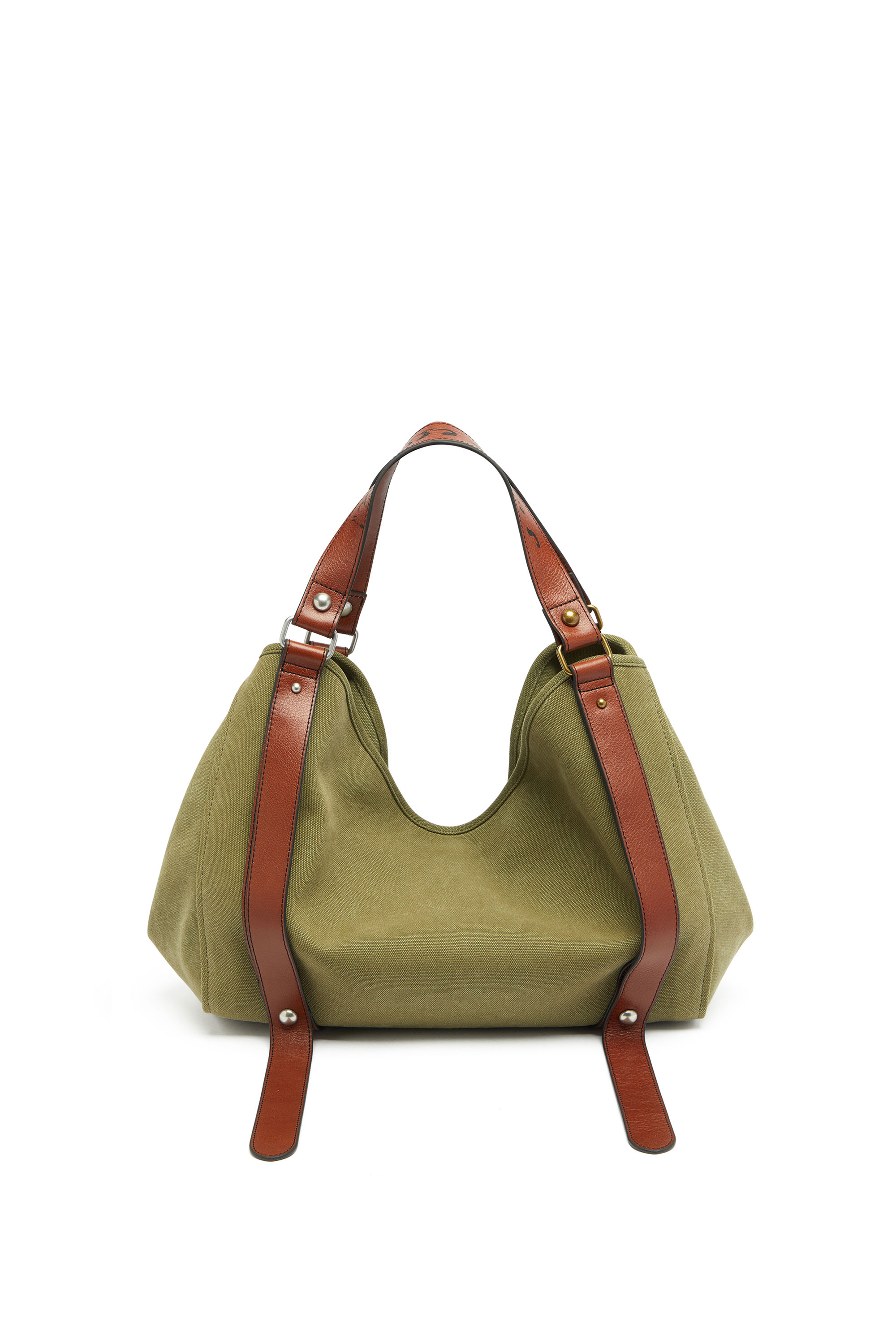 Diesel - D-ONE TOPHANDLE M, Unisex's D-One-Medium top-handle bag in distressed canvas in ミリタリーグリーン - 3