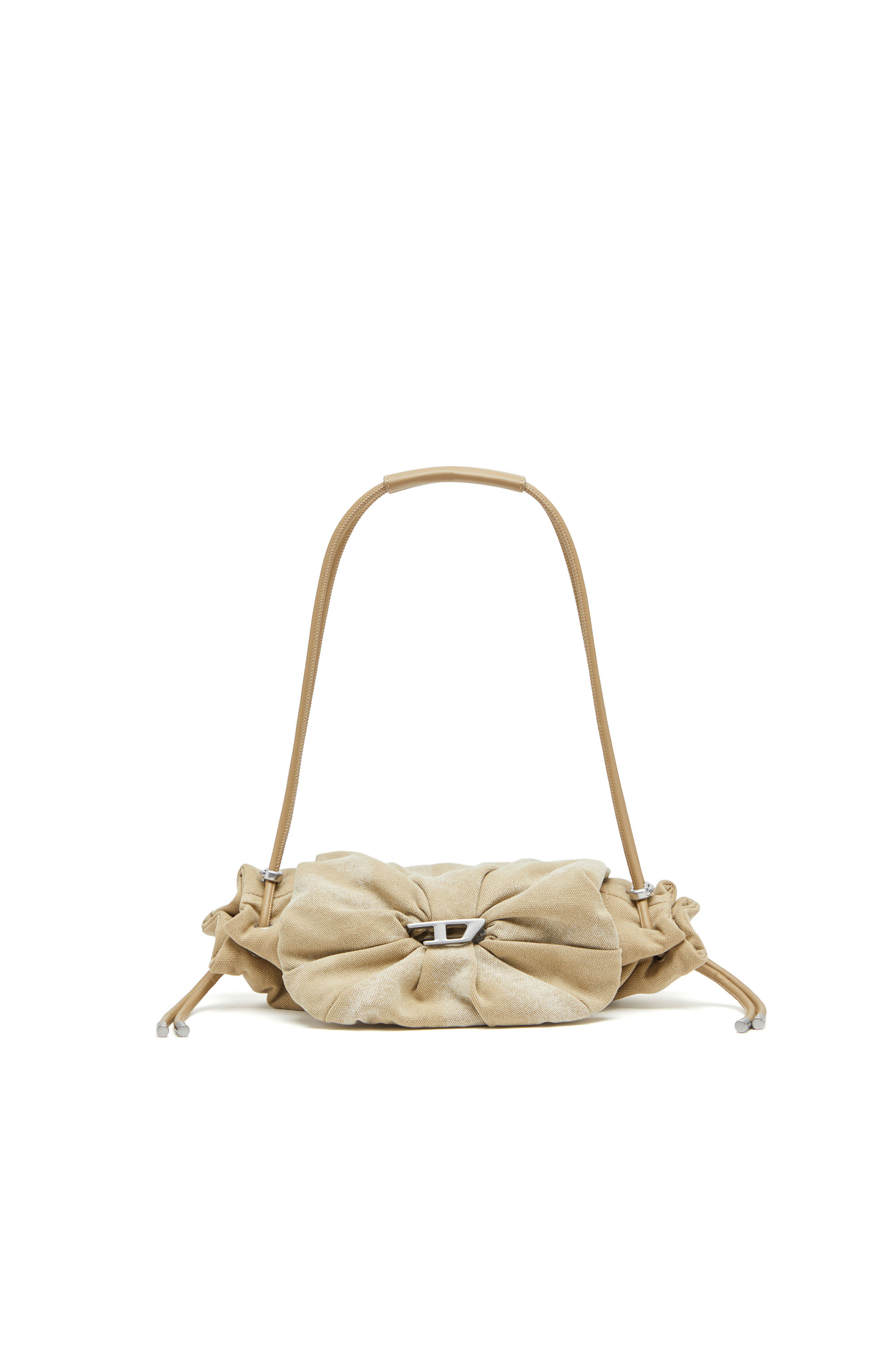 Diesel - SCRUNCH-D SHOULDER S, Female's Scrunch-D S-Small shoulder bag in washed canvas in ベージュ - 1