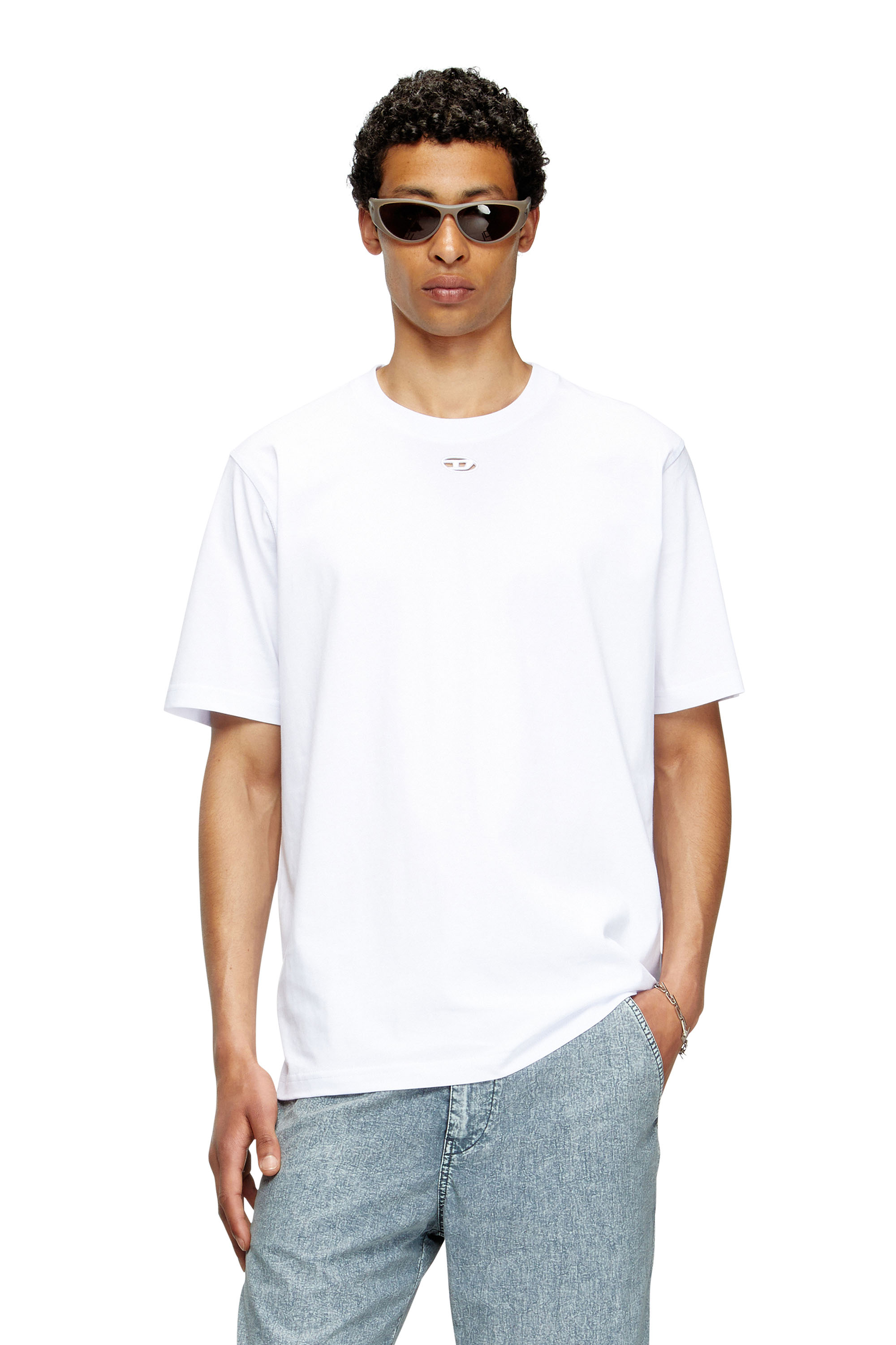Diesel - T-ADJUST-MAREY, Male's T-shirt with cut-out Oval D in ホワイト - 1