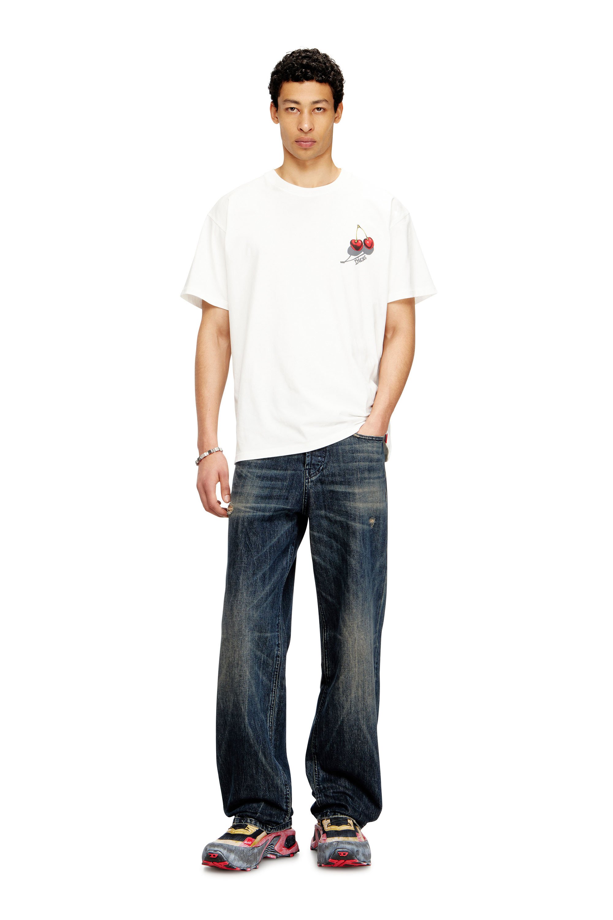 Diesel - SV-T-NORM-CHER, Unisex's Cotton T-shirt with cherry graphic in ホワイト - 3