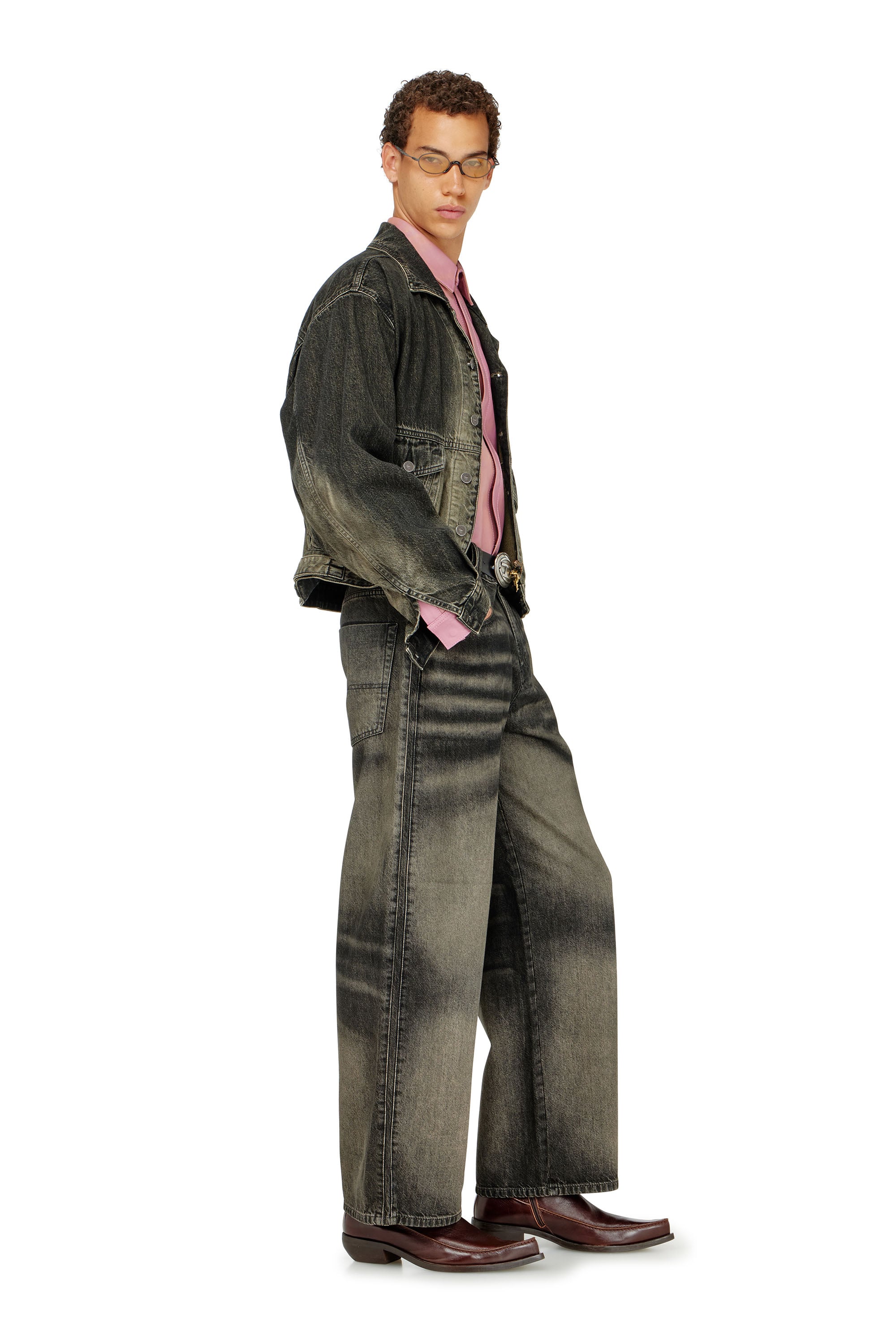 Diesel - Unisex's Relaxed Jeans 1982 D-Hakou 09R33, ブラック/ダークグレー - 2