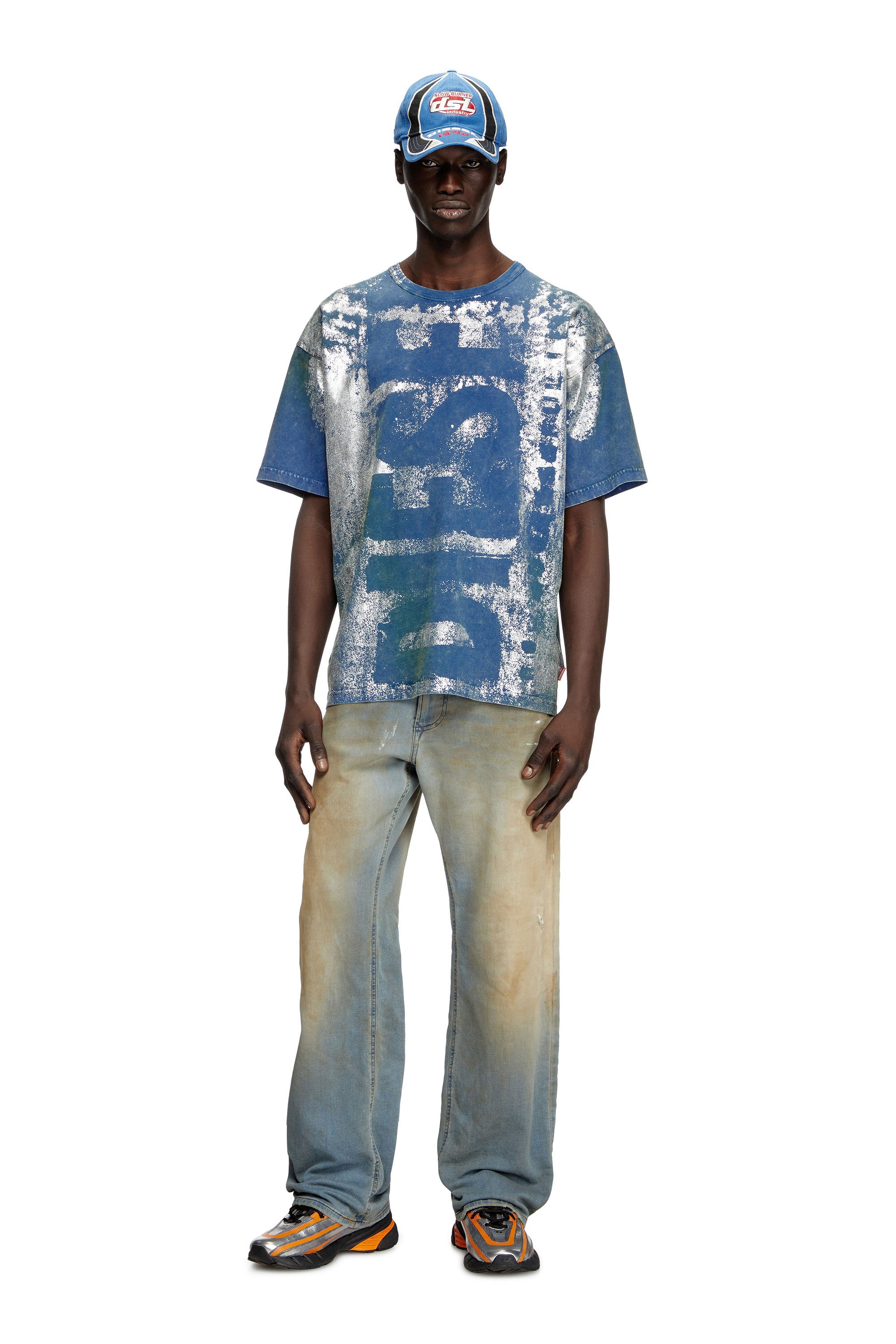 Diesel - T-BOXT-R2, Male's Logo T-shirt with metallic effects in ブルー - 2