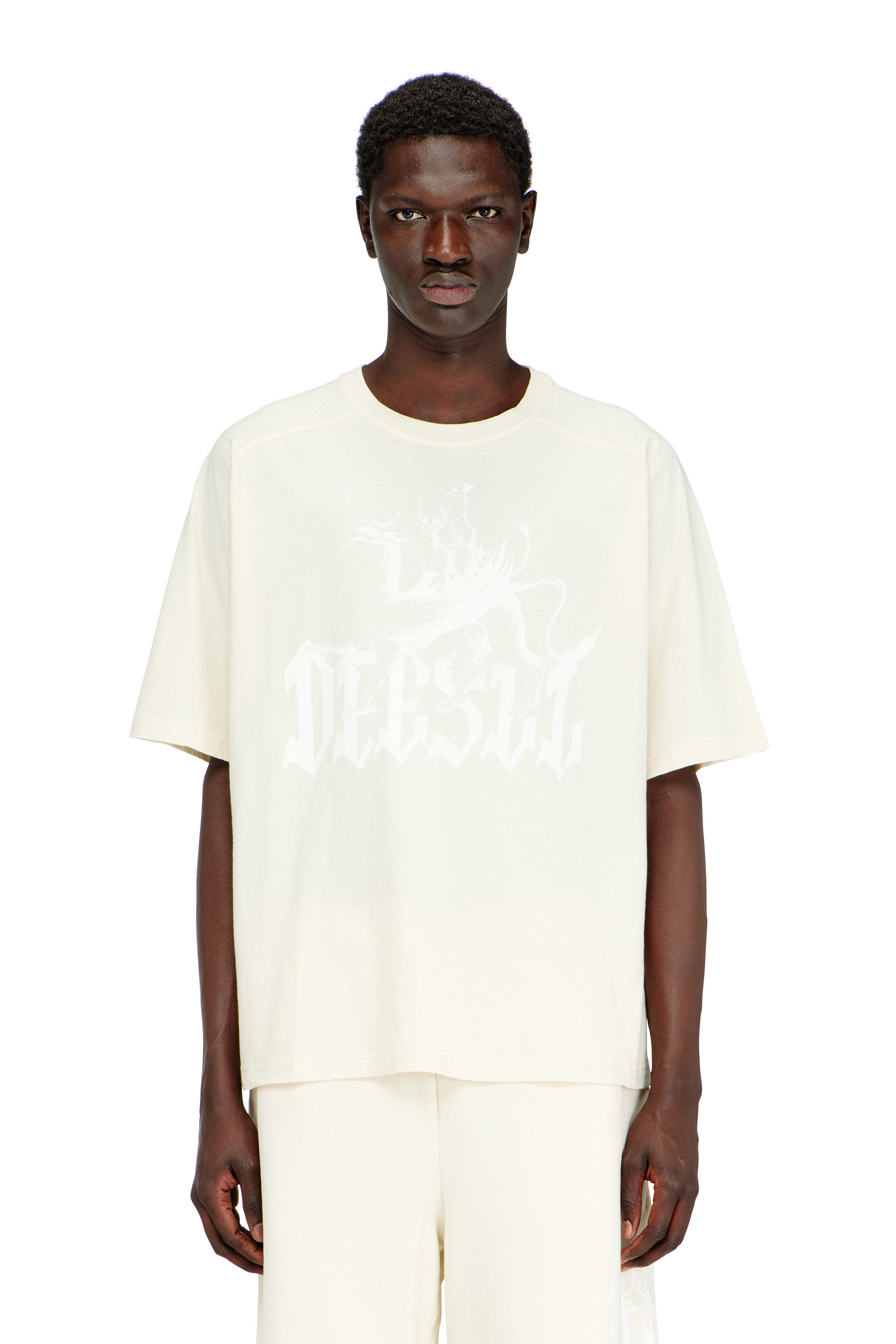 Diesel - T-JUSSI-A, Male's Printed T-shirt in cotton and hemp in ホワイト - 3