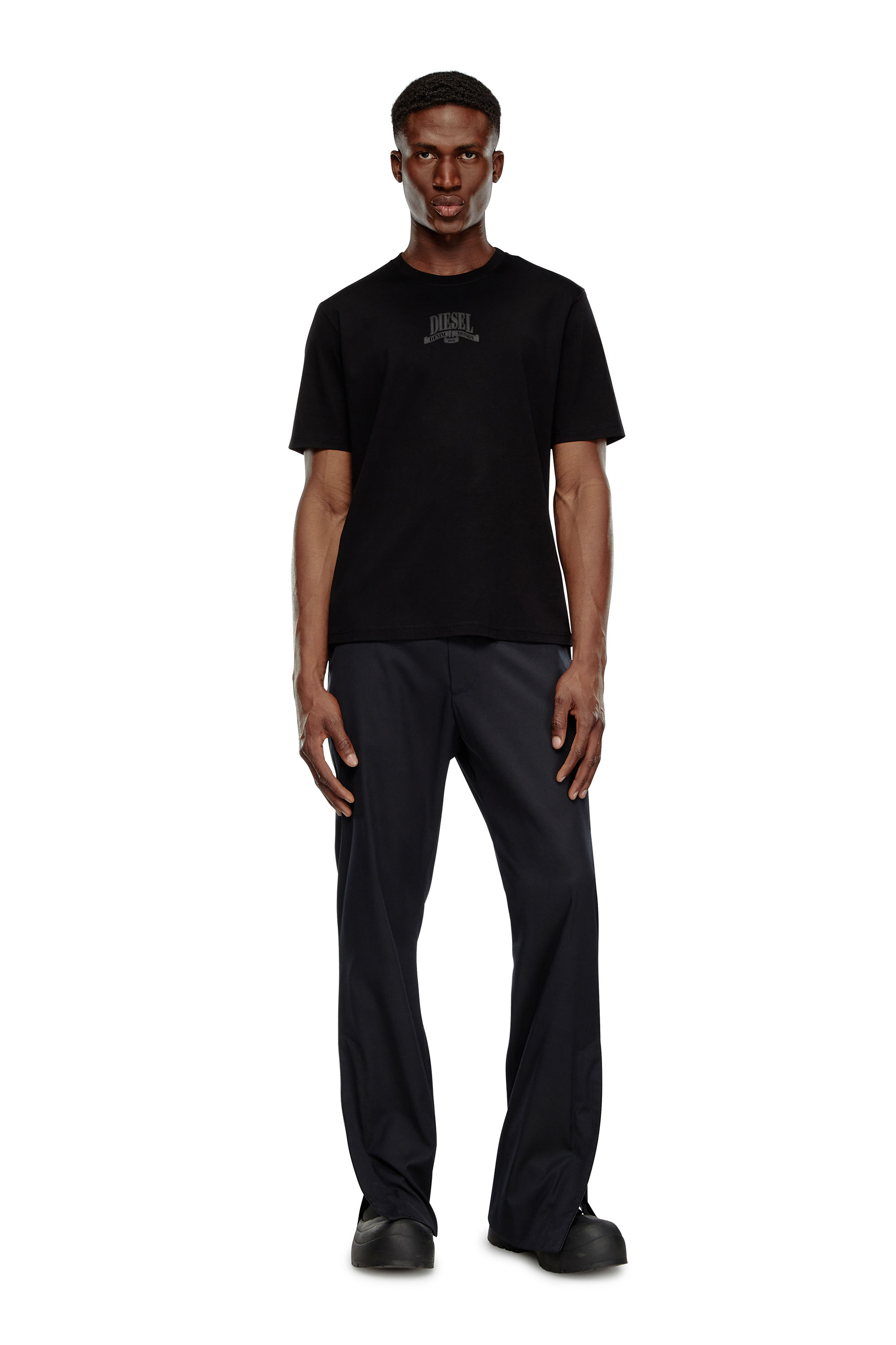 Diesel - T-MADJUST-K1, Male's Interlock T-shirt with tonal Diesel print in ブラック - 2