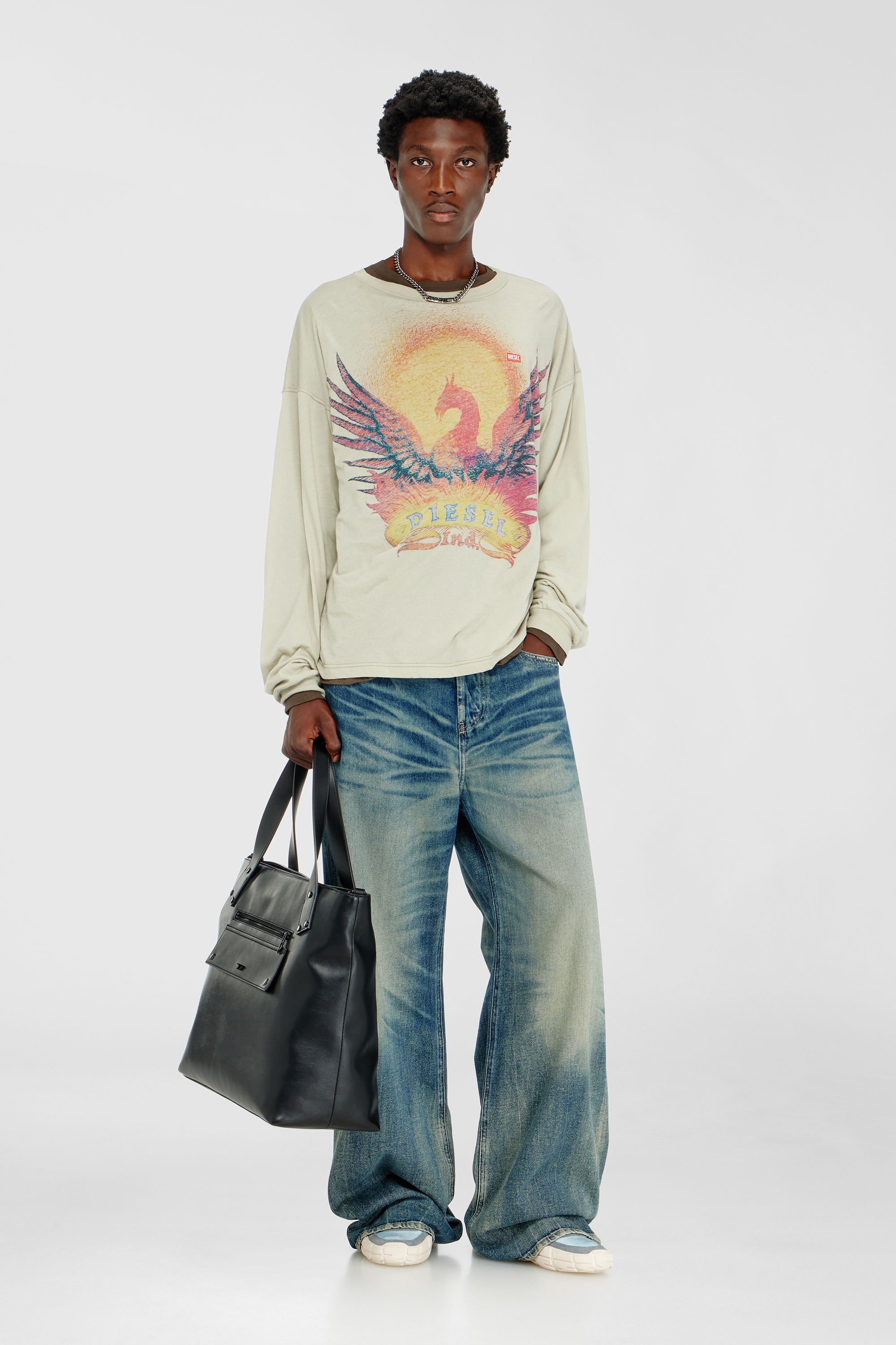 Diesel - T-BOXT-LS-AA1, Male's 長袖Tシャツ in ベージュ - 2