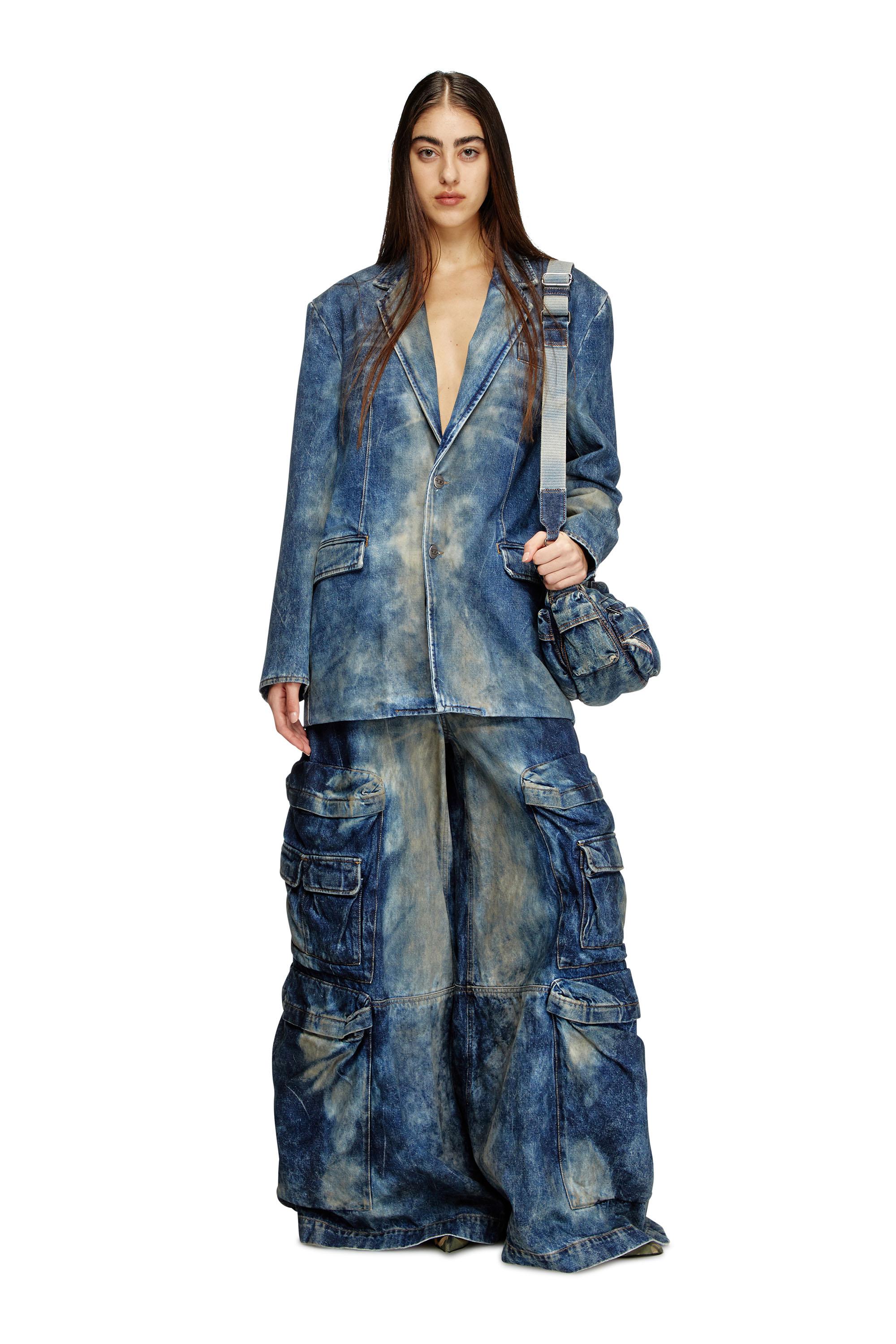 Diesel - D-OVER-DD, Unisex's Blazer in hand-treated dirty denim in ダークブルー - 8