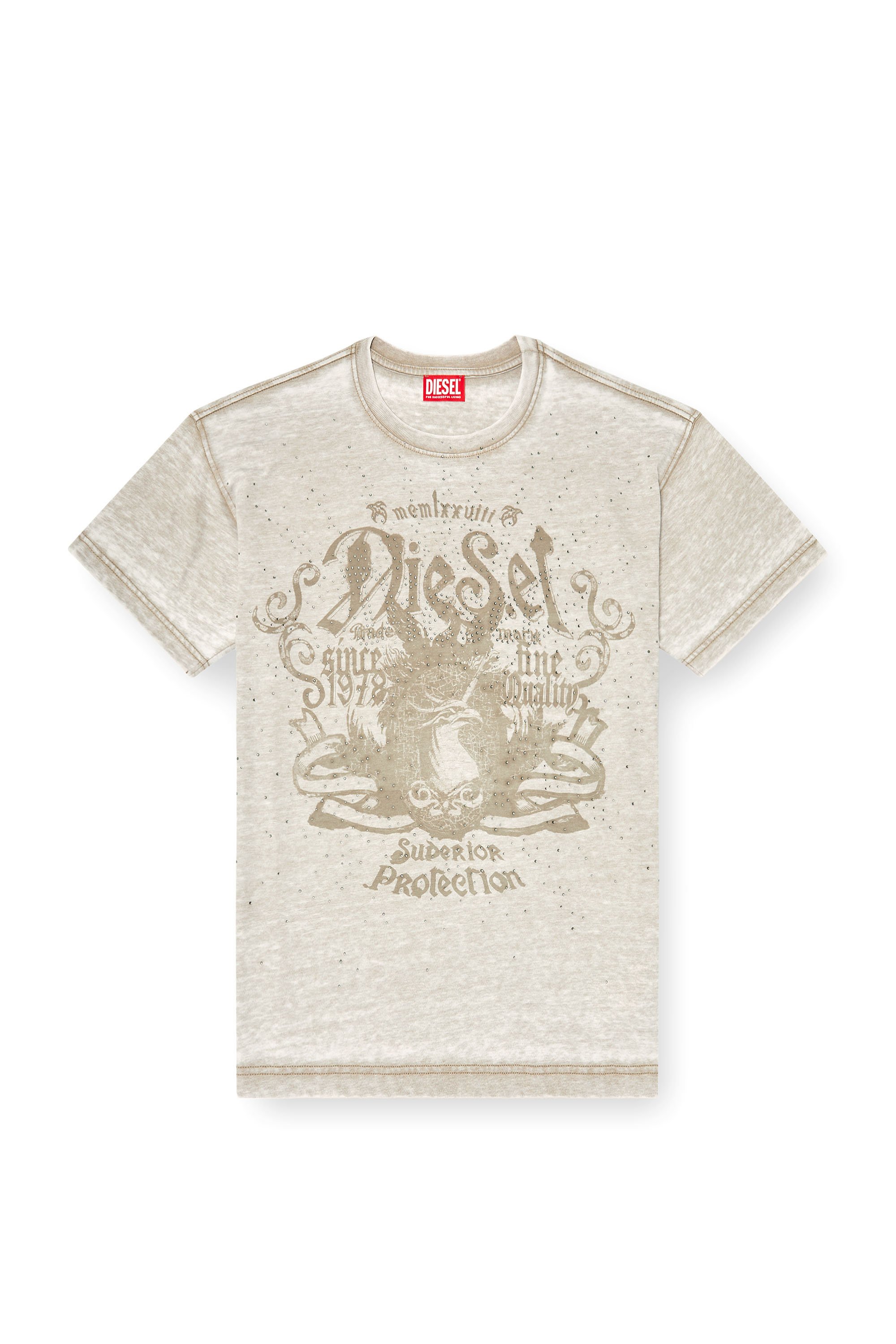 Diesel - T-NORM-AA8, Male's Tシャツ in ベージュ - 3