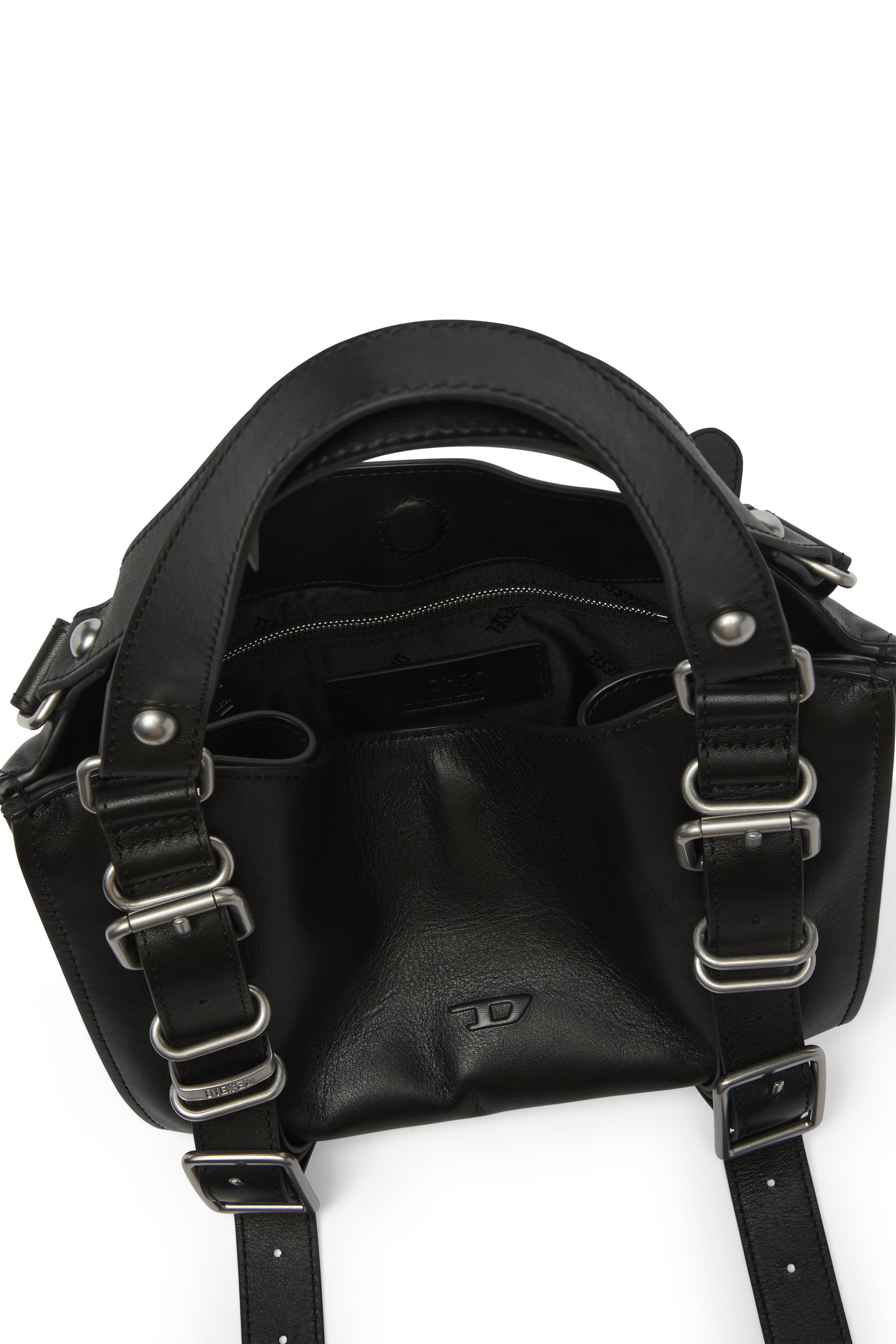 Diesel - D-ONE TOPHANDLE S, Female's D-One-Small top-handle bag in treated leather in ブラック - 4