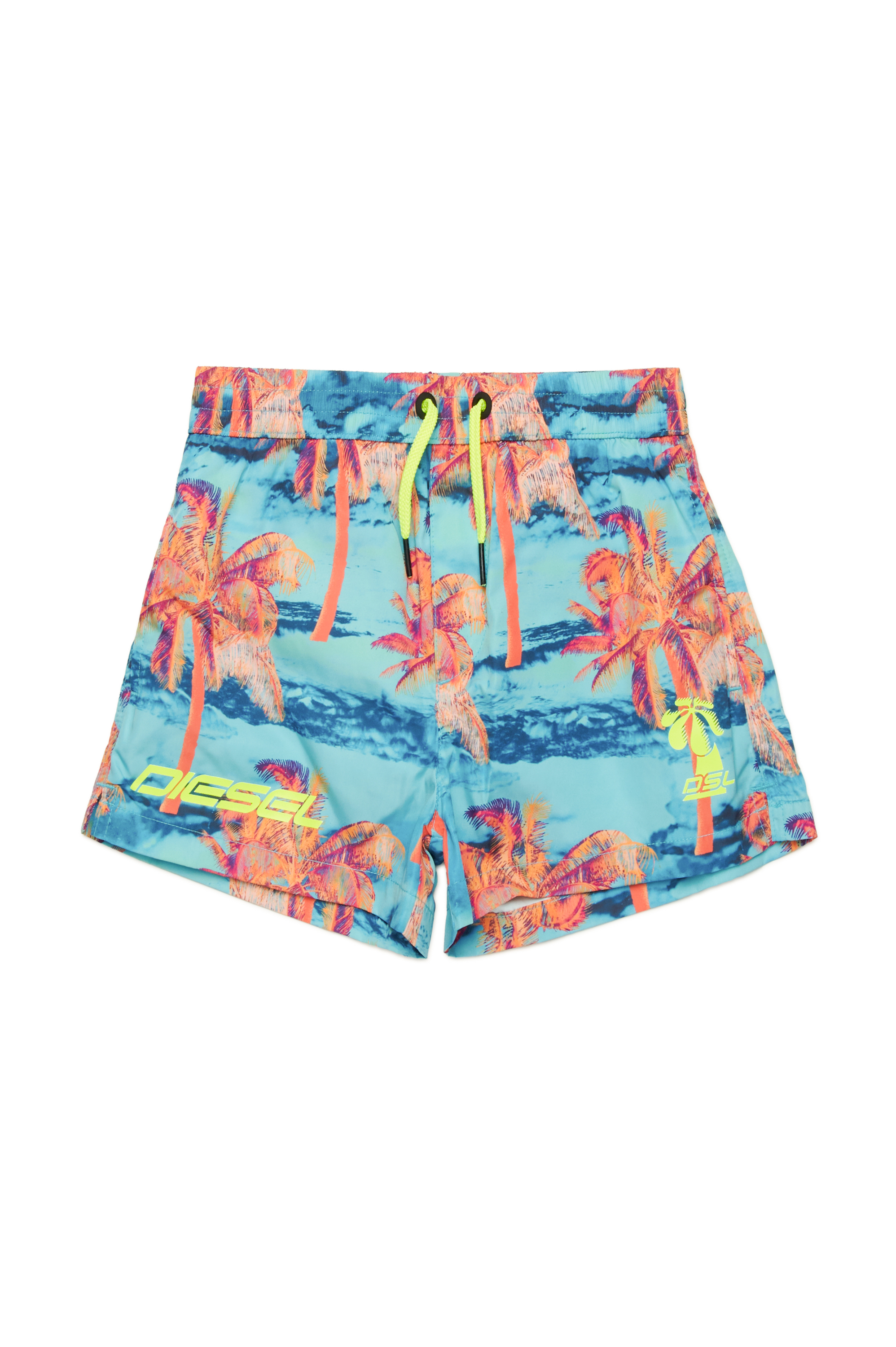 Diesel - MKEN37S, Male's Swim shorts with palm tree print in マルチカラー/ブルー - 1