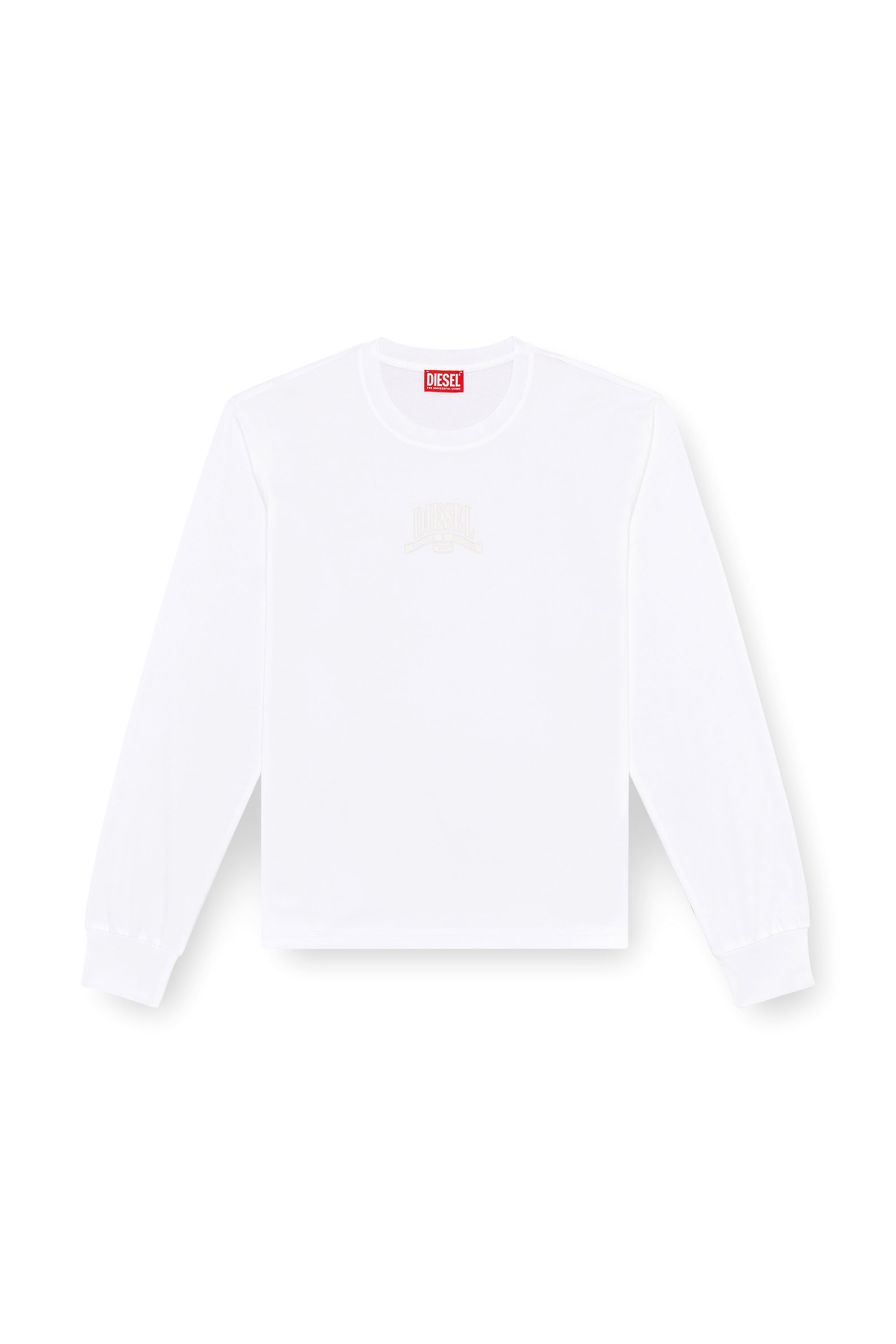 Diesel - T-MADJUST-LS-K1, Male's Long-sleeve T-shirt with tonal print in ホワイト - 3