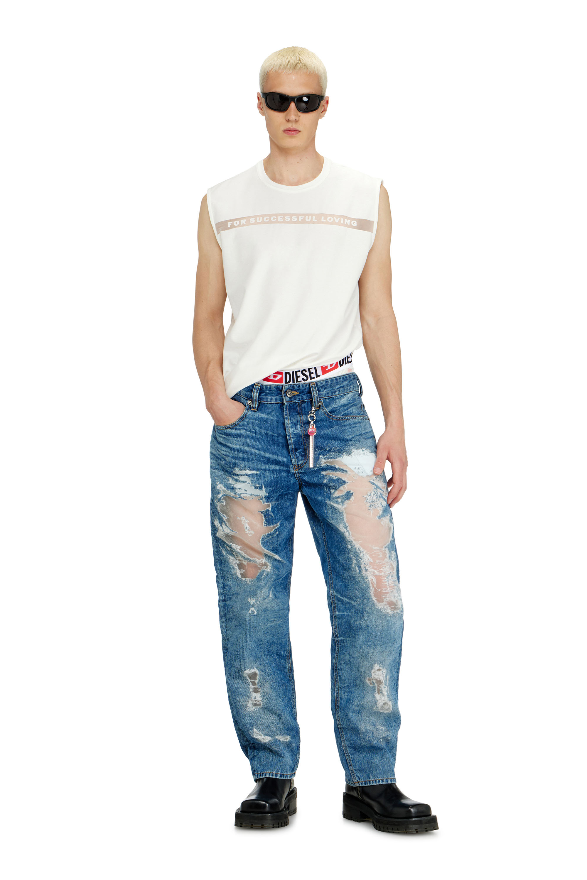 Diesel - PR-T-NORM-BISC-MATI-R, Unisex's Tank top with For Successful Loving logo in ホワイト - 1